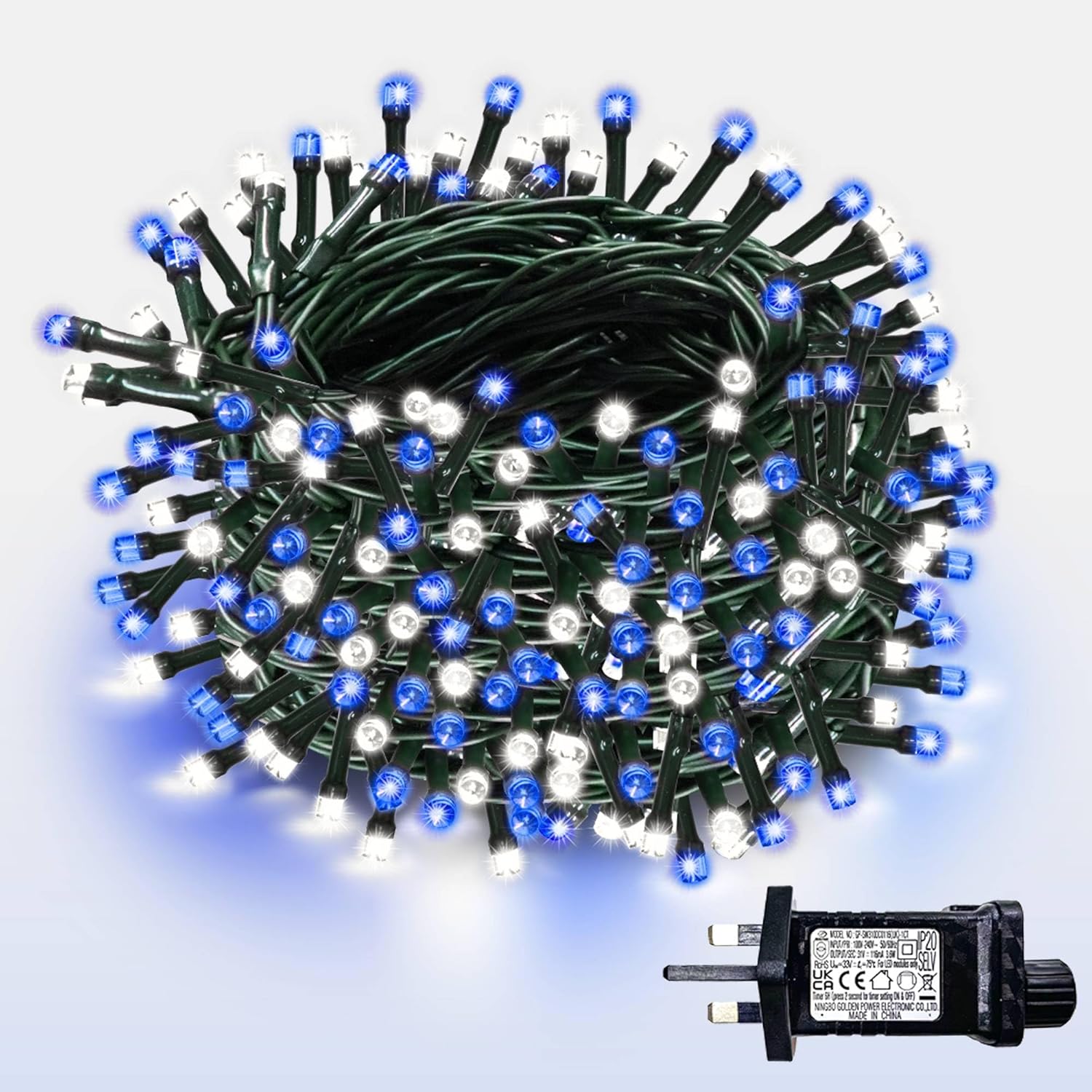 WISD Christmas Tree Lights - 600 LED 33M Xmas Fairy Lights on Green Cable with T...