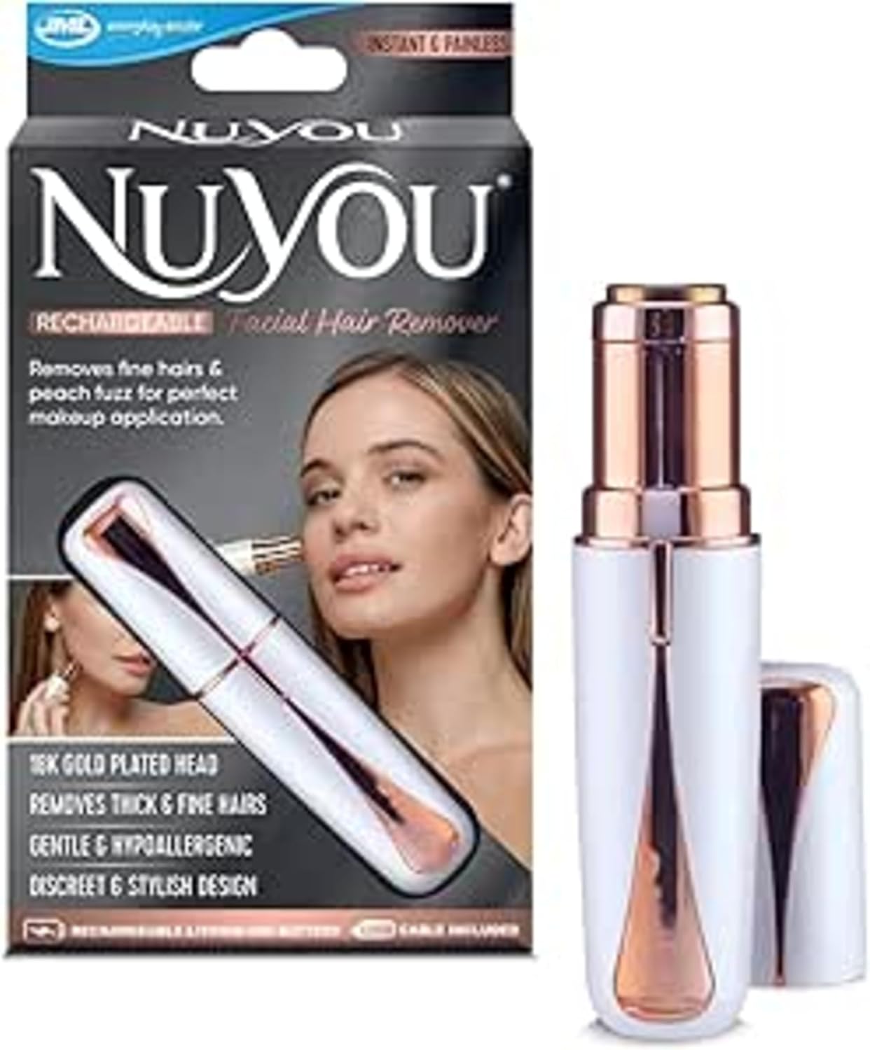 JML NuYou Facial Hair Remover for Women - Quick, Painless Hair Removal, Recharge...