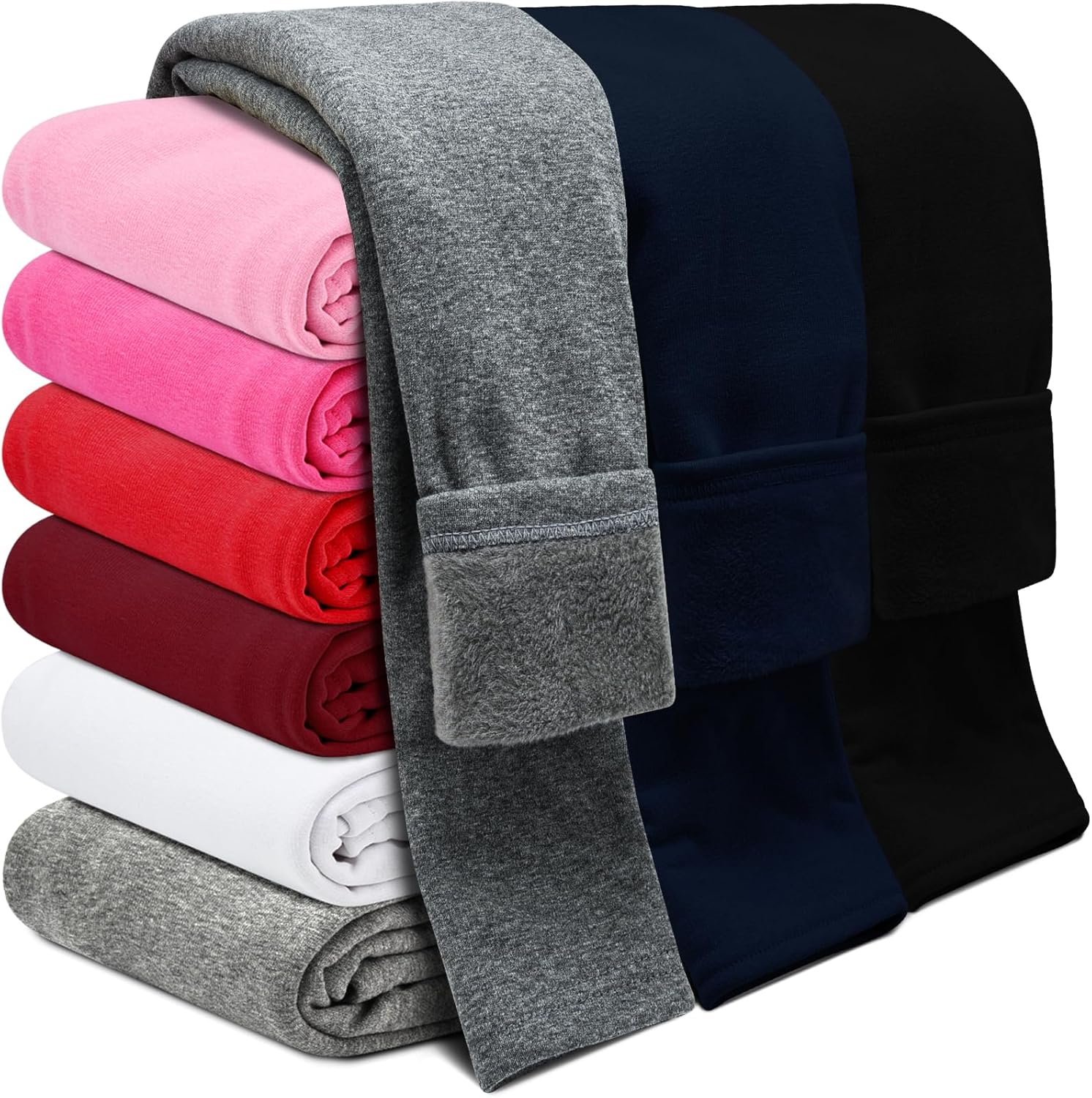 Girls Fleece Lined Leggings Cotton Kids Winter Warm Leggings Thick Thermal Tight...
