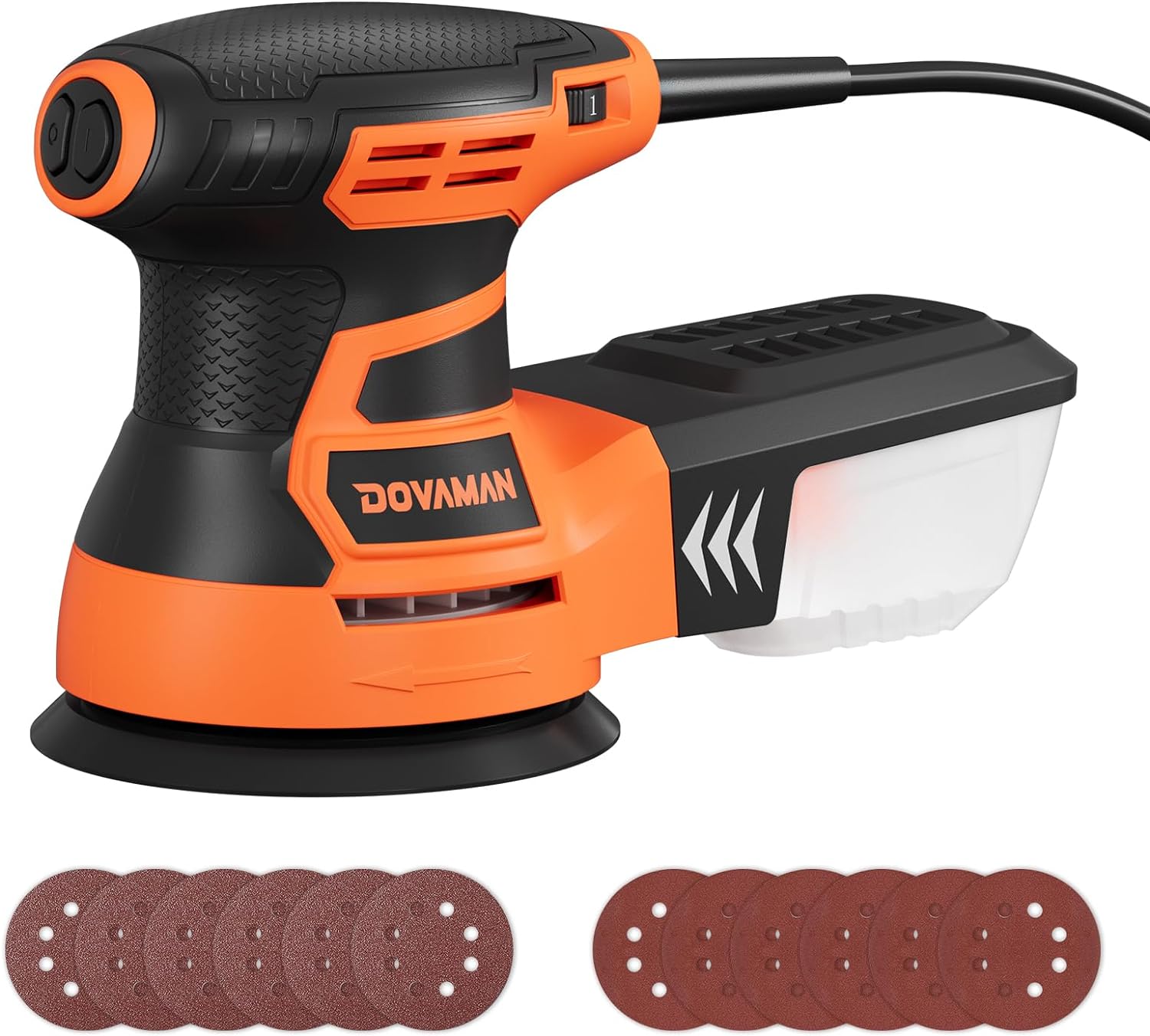 DOVAMAN ROS01A Orbital Sander, 350W Random Orbit Sander, 6 Variable Speeds, Up t...