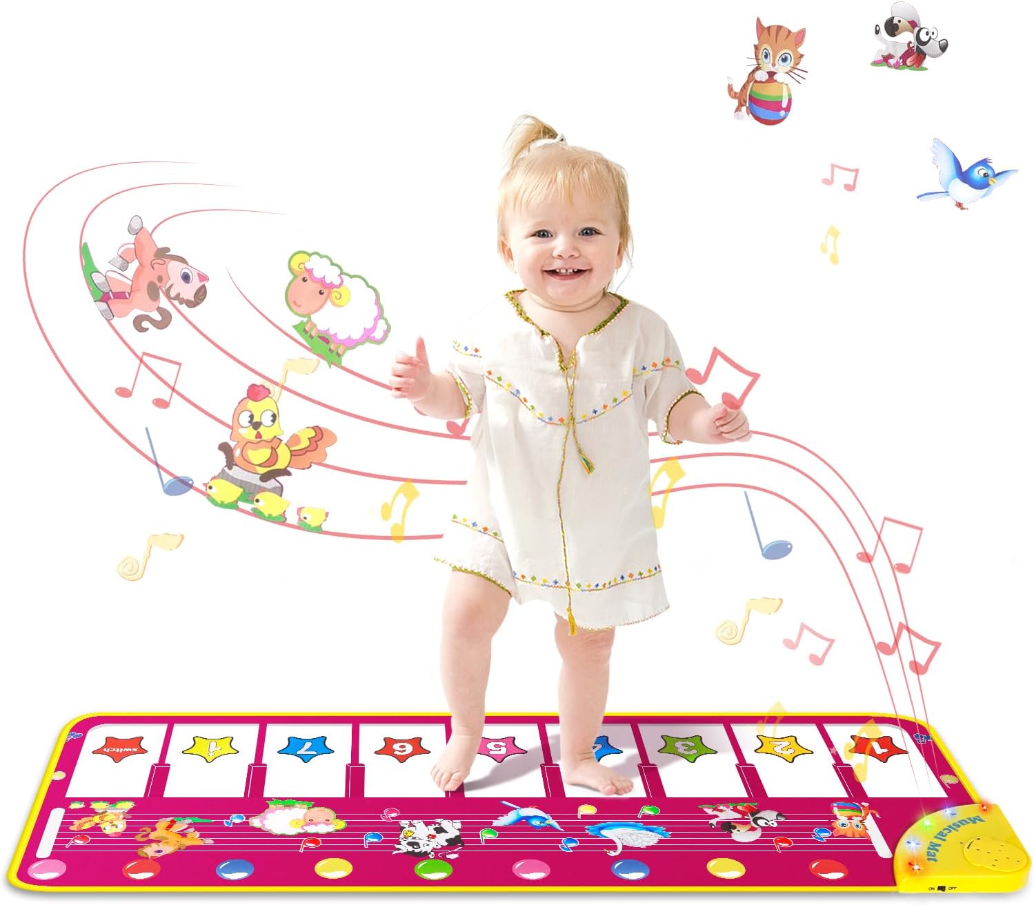 M SANMERSEN Piano Mat - Musical Keyboard Floor Playmat 39.5" Electronic Music An...