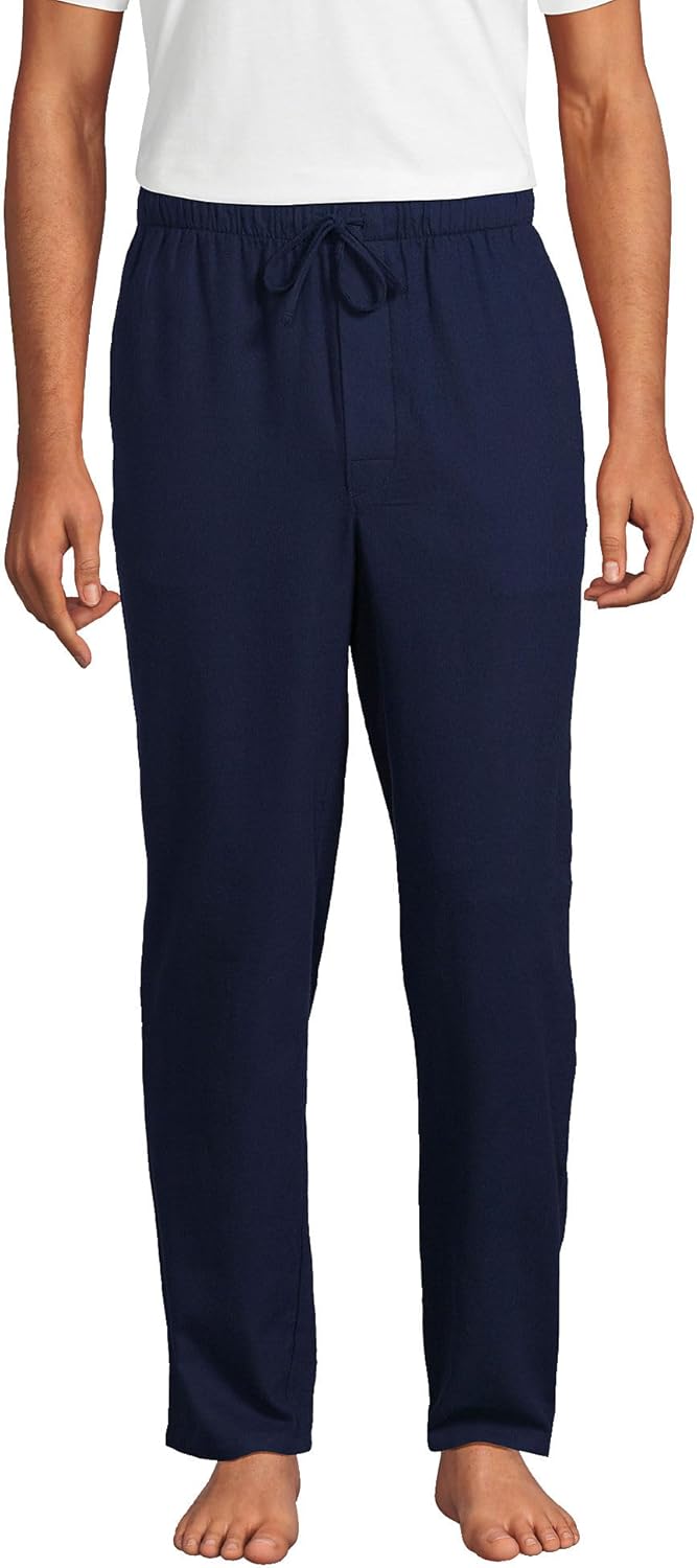 Lands' End Men's Flannel Pajama Pants Large Deep Sea Navy