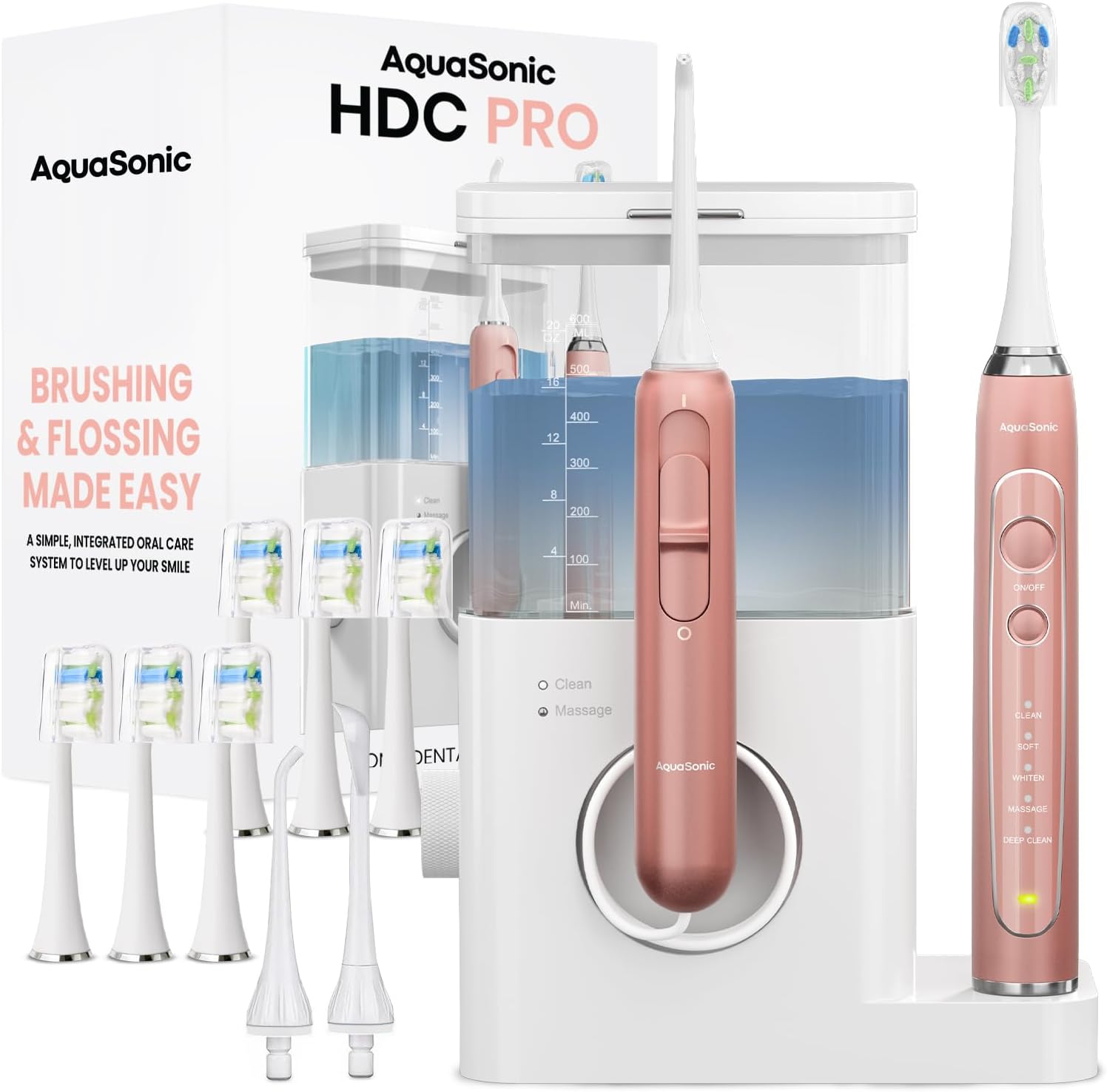 AquaSonic Home Dental Center PRO – Brushing & Flossing Made Easy – Brush & Floss...