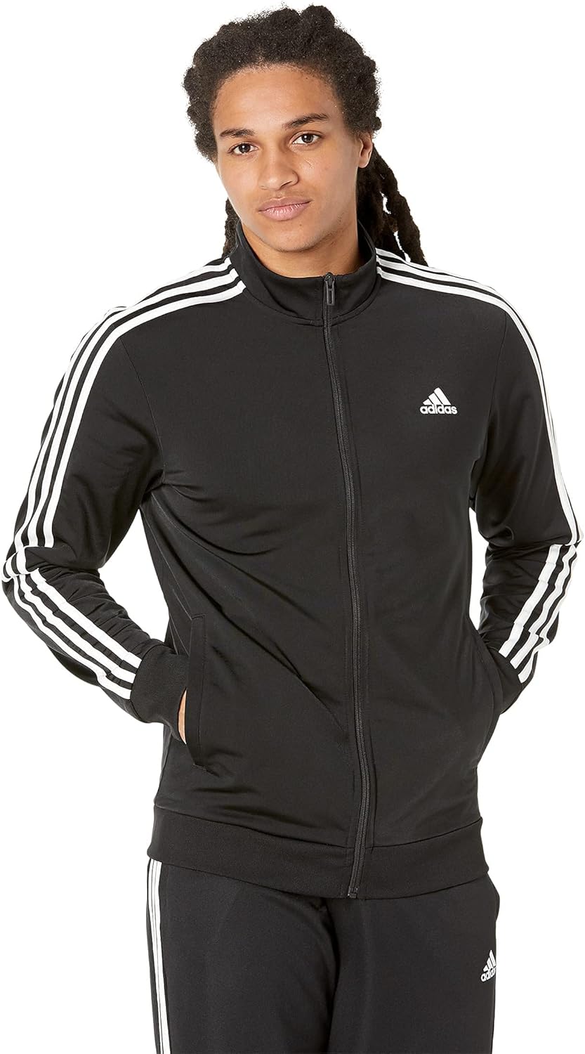 adidas Men's Essentials Warm-Up 3-Stripes Track Top Large Black/White