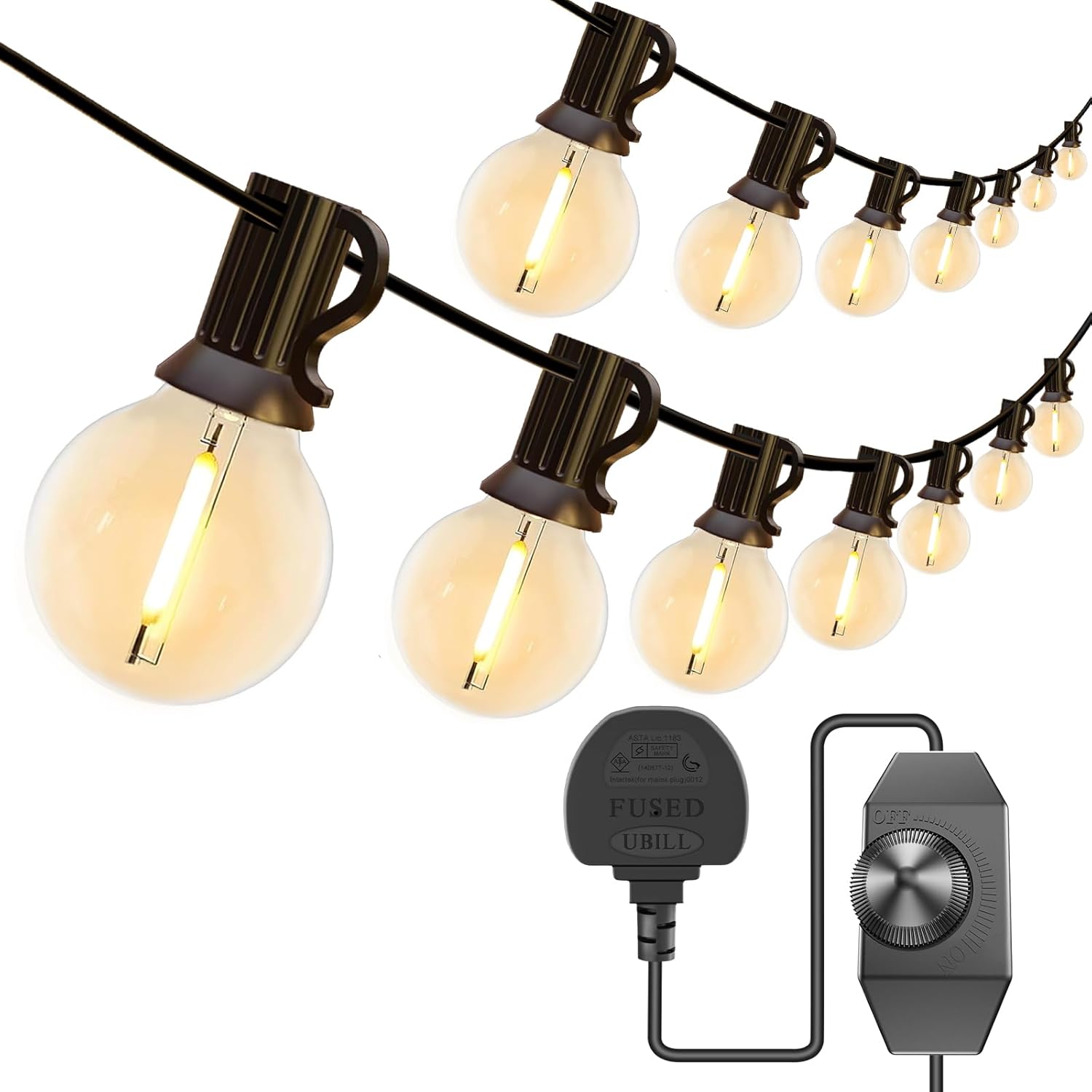 IKERY Outdoor Dimmable String Lights Mains Powered, 60M/196FT Warm White 100+6 C...
