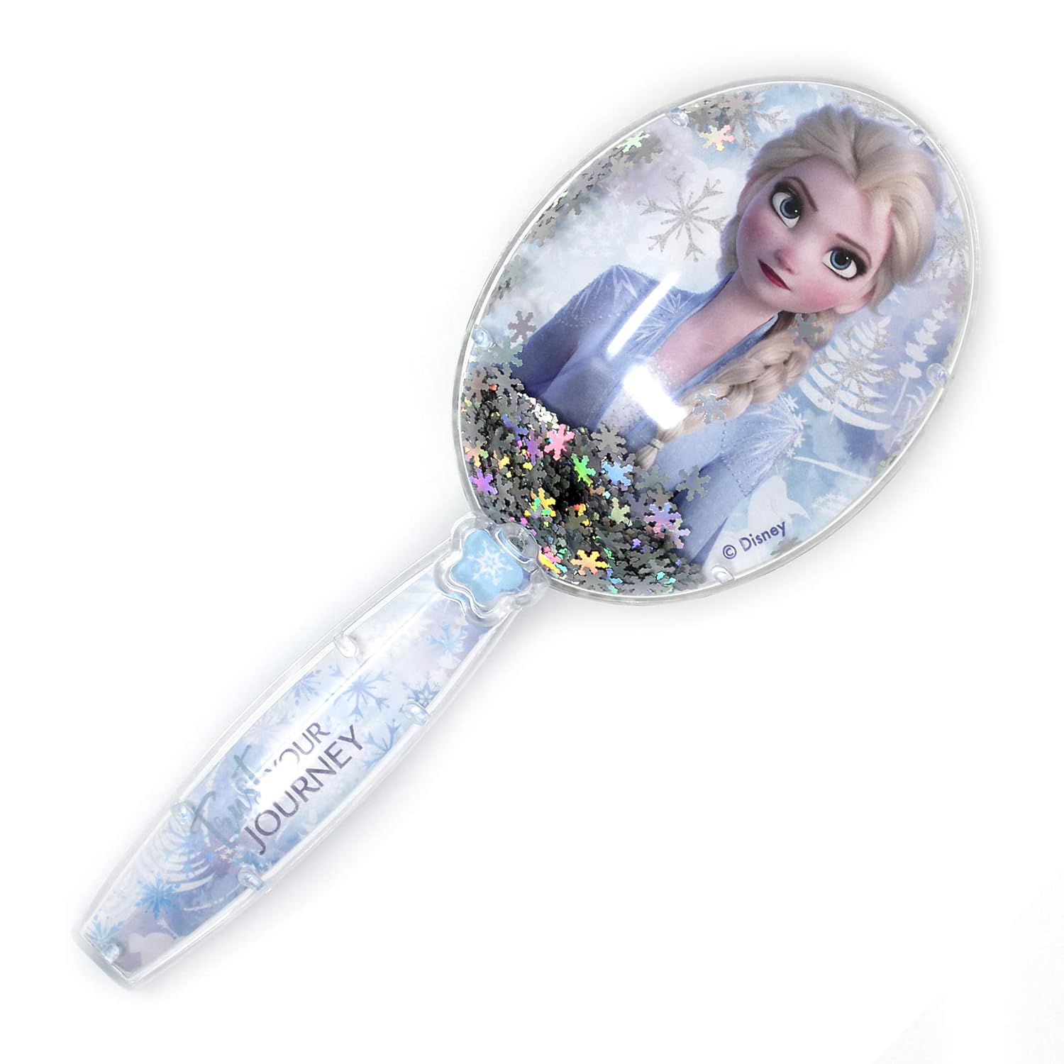 Frozen II Girls Snowflake Confetti One Hair Brush, Silver - Ages 3+ Snowflake Co...