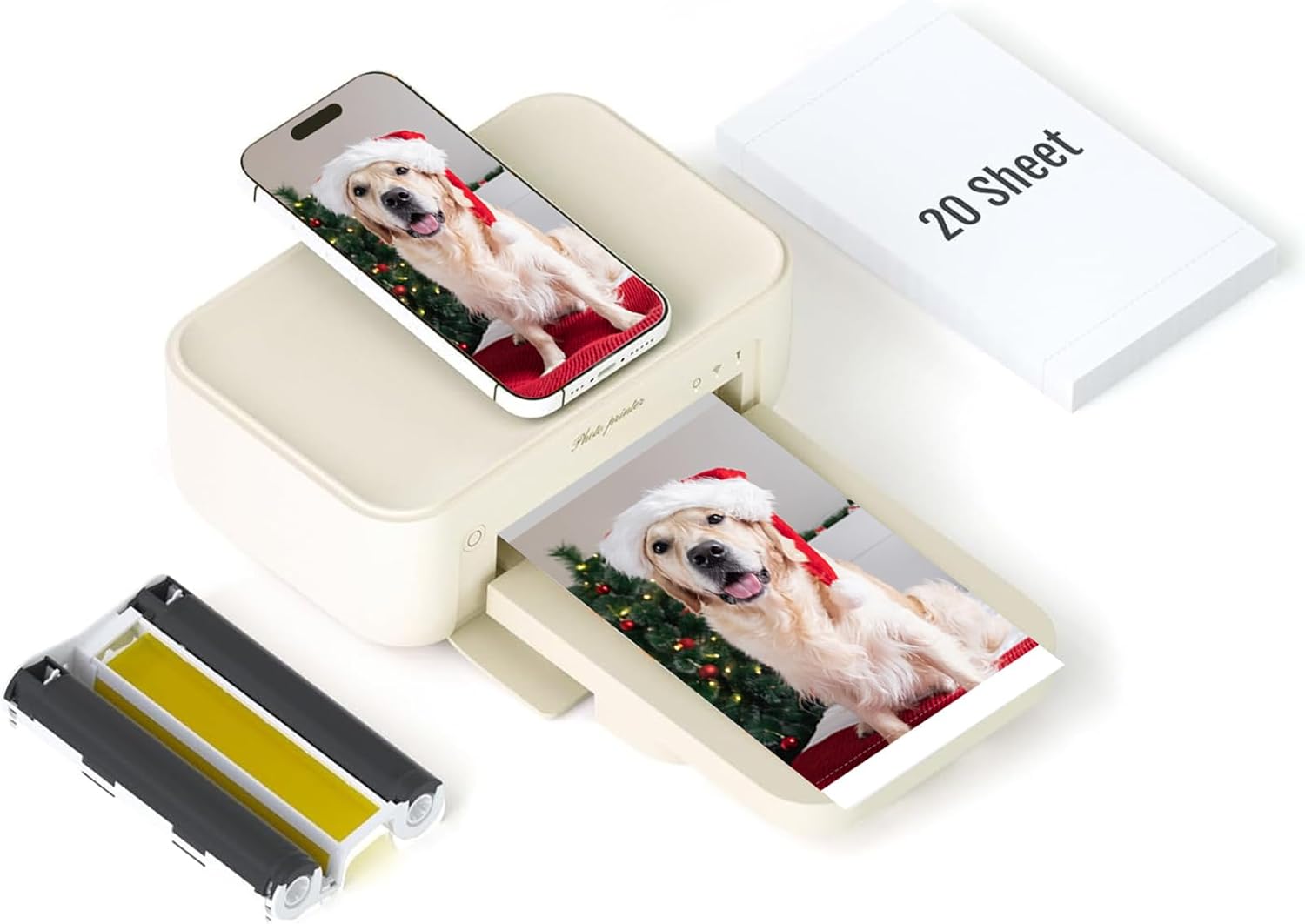 HPRT Photo Printer 4x6,+20 Sheets&1ribbon,Wi-Fi Wireless Instant Picture Printer...