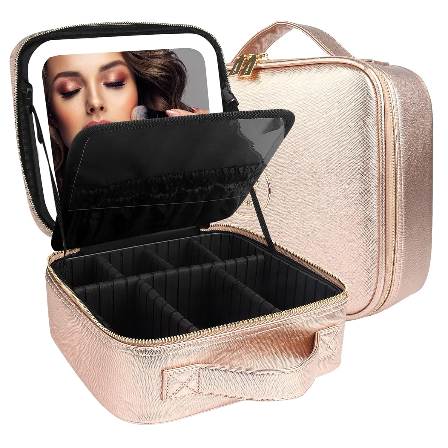 MOMIRA Travel Cosmetic Train Case with Lighted Mirror 3 Color Scenarios Cosmetic...