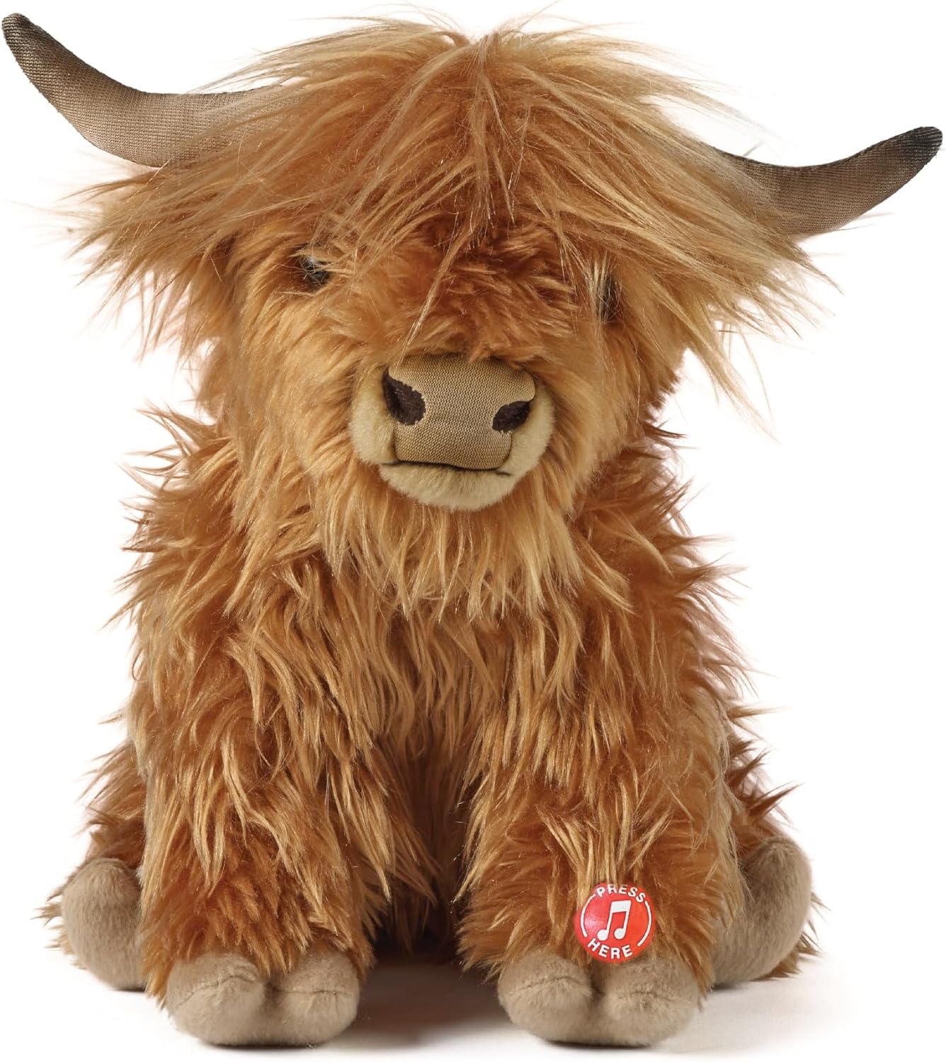 Living Nature Highland Cow Brown Stuffed Animal | Farm Toy with Sound | Soft Toy...