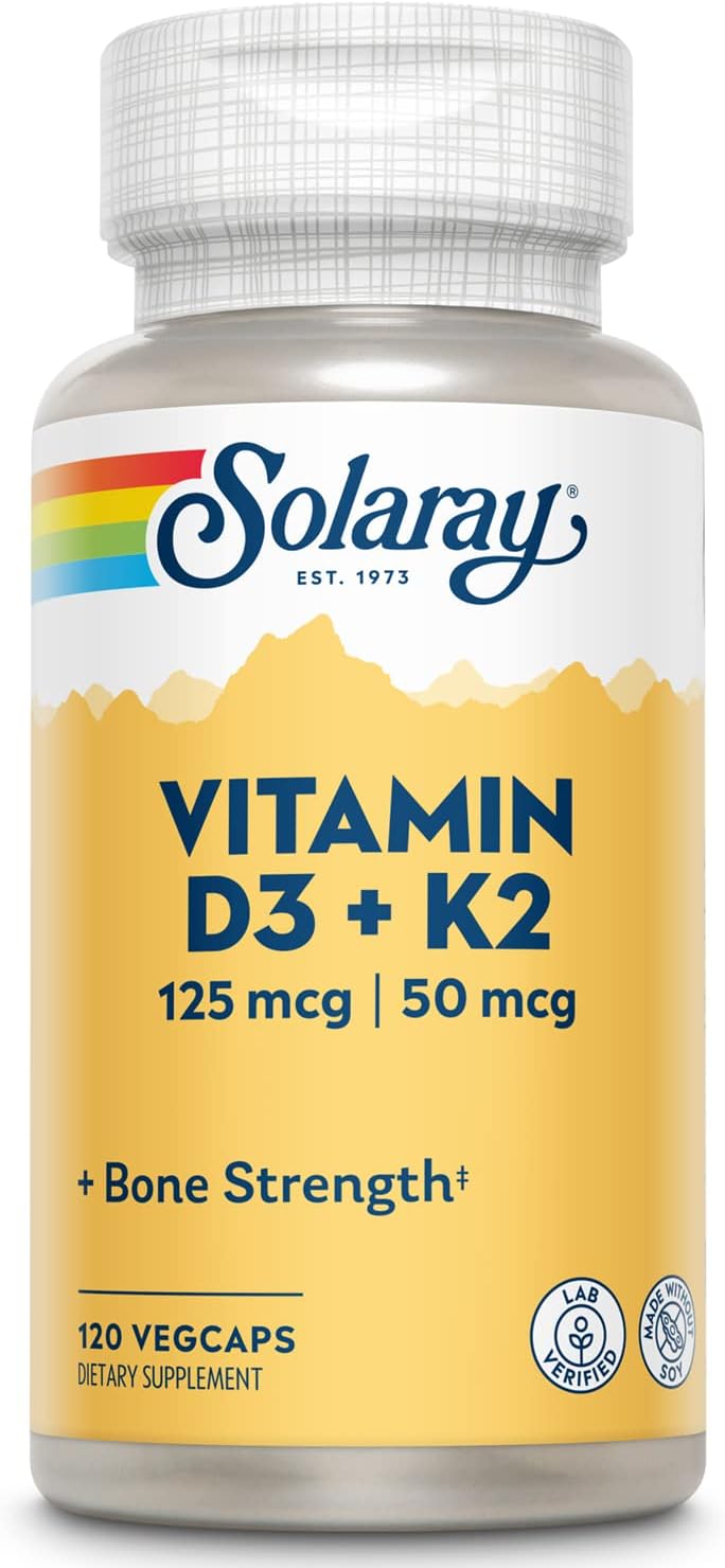 SOLARAY Vitamin D3 K2 - Bone Health and Immune Support Supplement - With 5000 IU...