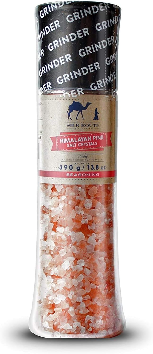Himalayan Pink Salt Giant Spice Grinder - 390g/13.8oz Easy to Use Pink Salt Mill...
