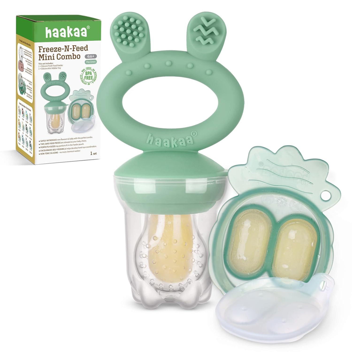 Haakaa Baby Fruit Food Feeder & Mini Freezer Nibble Tray Combo, Breastmilk Popsi...