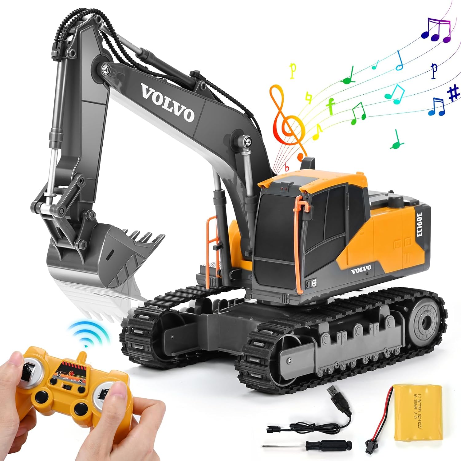 DOUBLE E Volvo RC Excavator Remote Control Excavator Toy for Boys Full Function...
