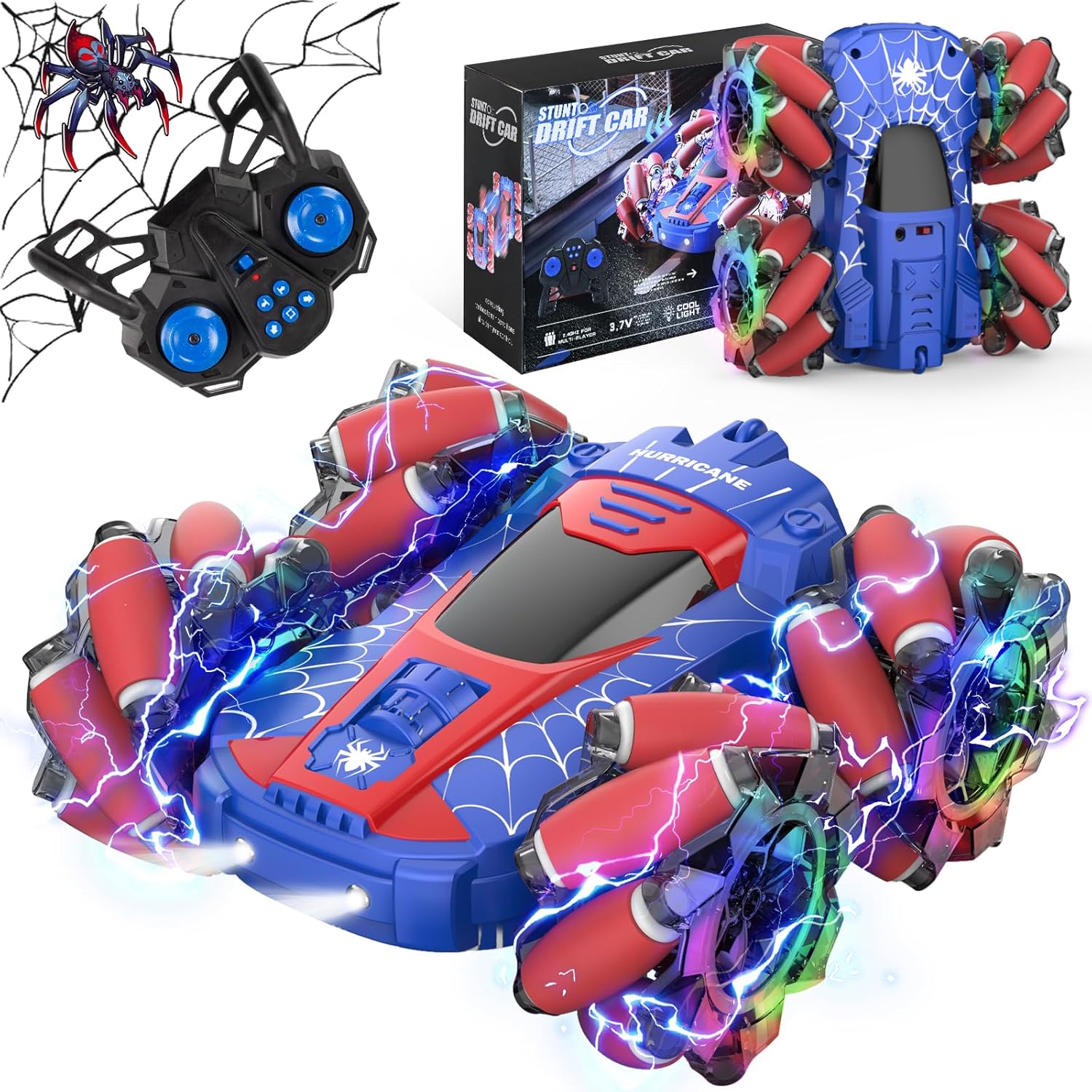 NQD Spider Remote Control Car, Double Sided 360°Rotating 4WD Off-Road RC Cars wi...