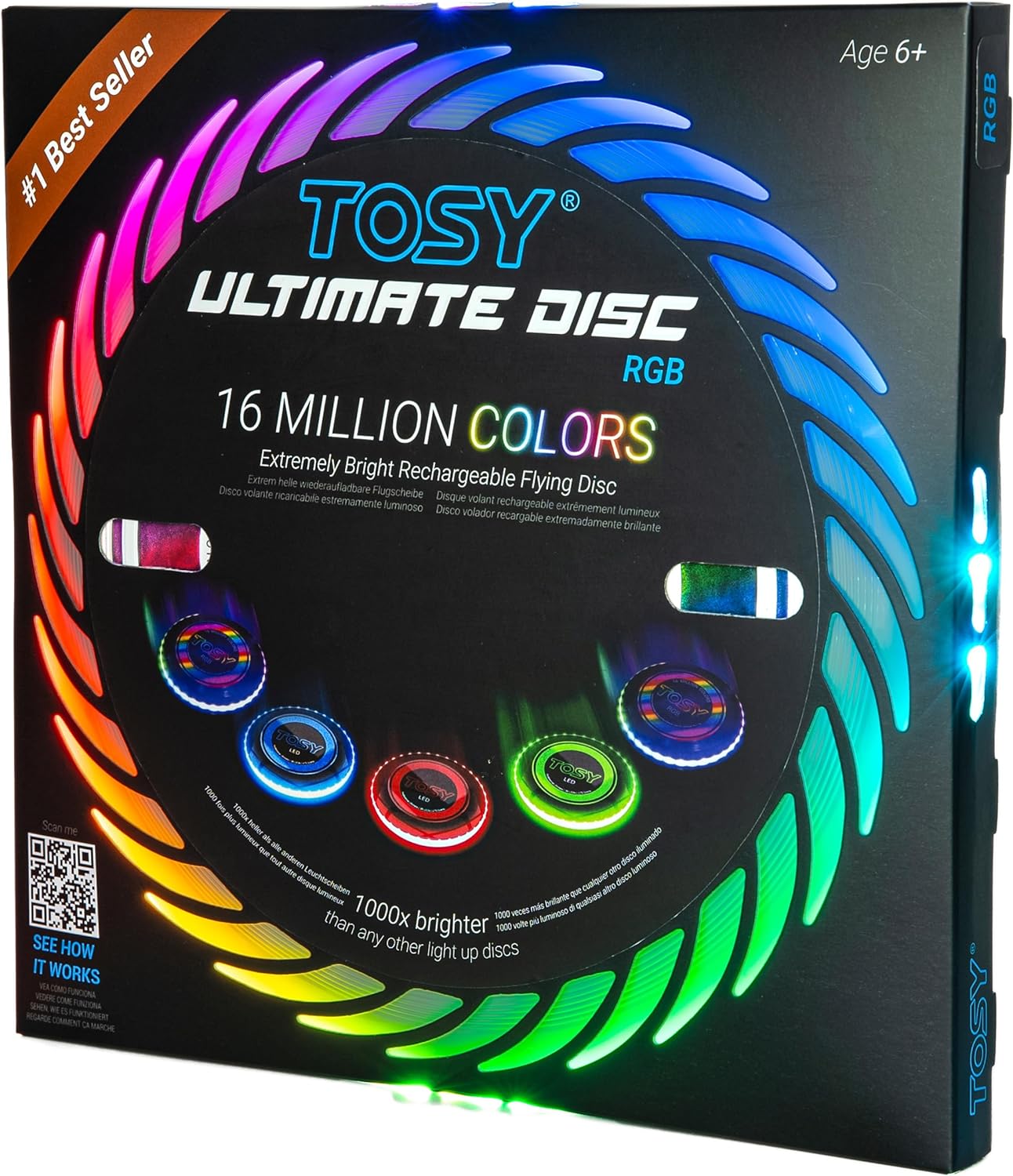 TOSY Flying Disc - 16 Million Color RGB or 36 LEDs, Extremely Bright, Smart Mode...