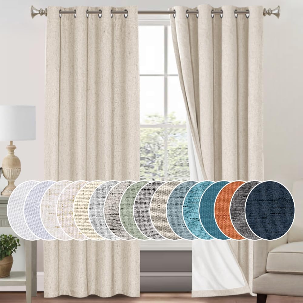 PrinceDeco 100% Blackout Curtains for Bedroom/Living Room Blackout Curtains 84 I...