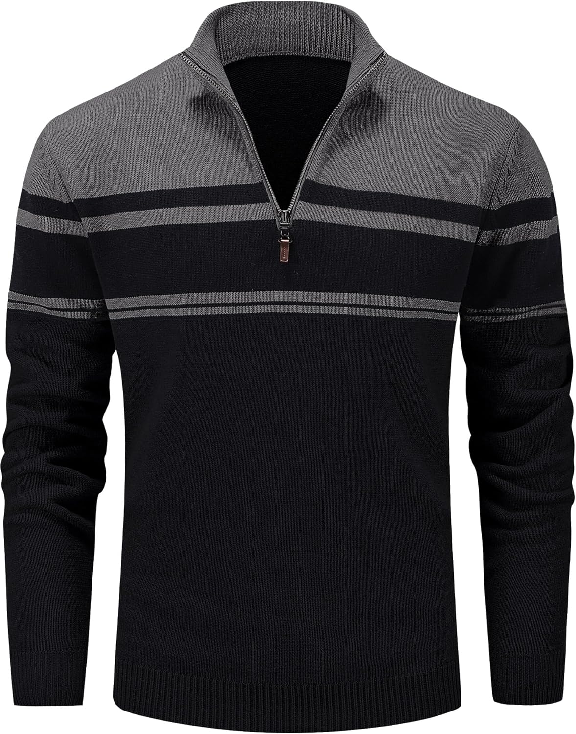 MAGCOMSEN Men's Sweaters 1/4 Zip Cotton Sweater Pullover Polo Sweaters Striped F...