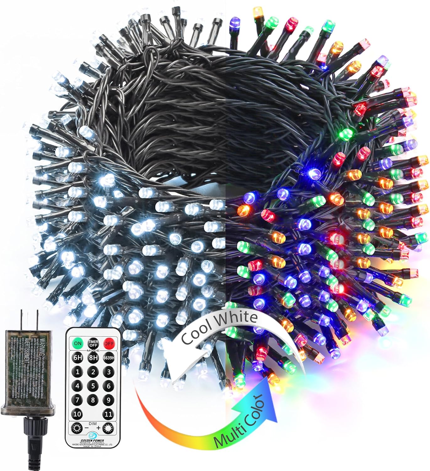 BrizLabs Christmas Lights, 180ft 500 LED Color Changing Christmas Tree Lights wi...