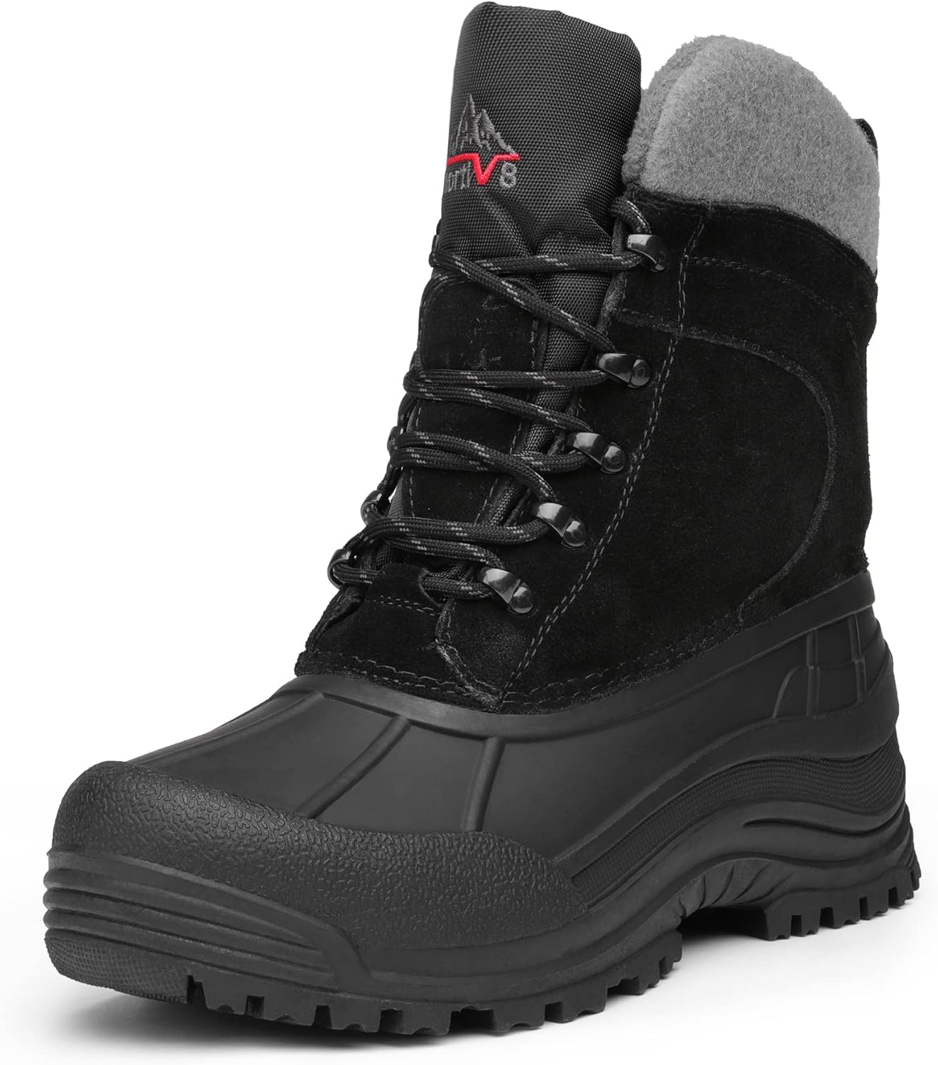 NORTIV 8 Men's Insulated Waterproof Winter Snow Boots 9 Black