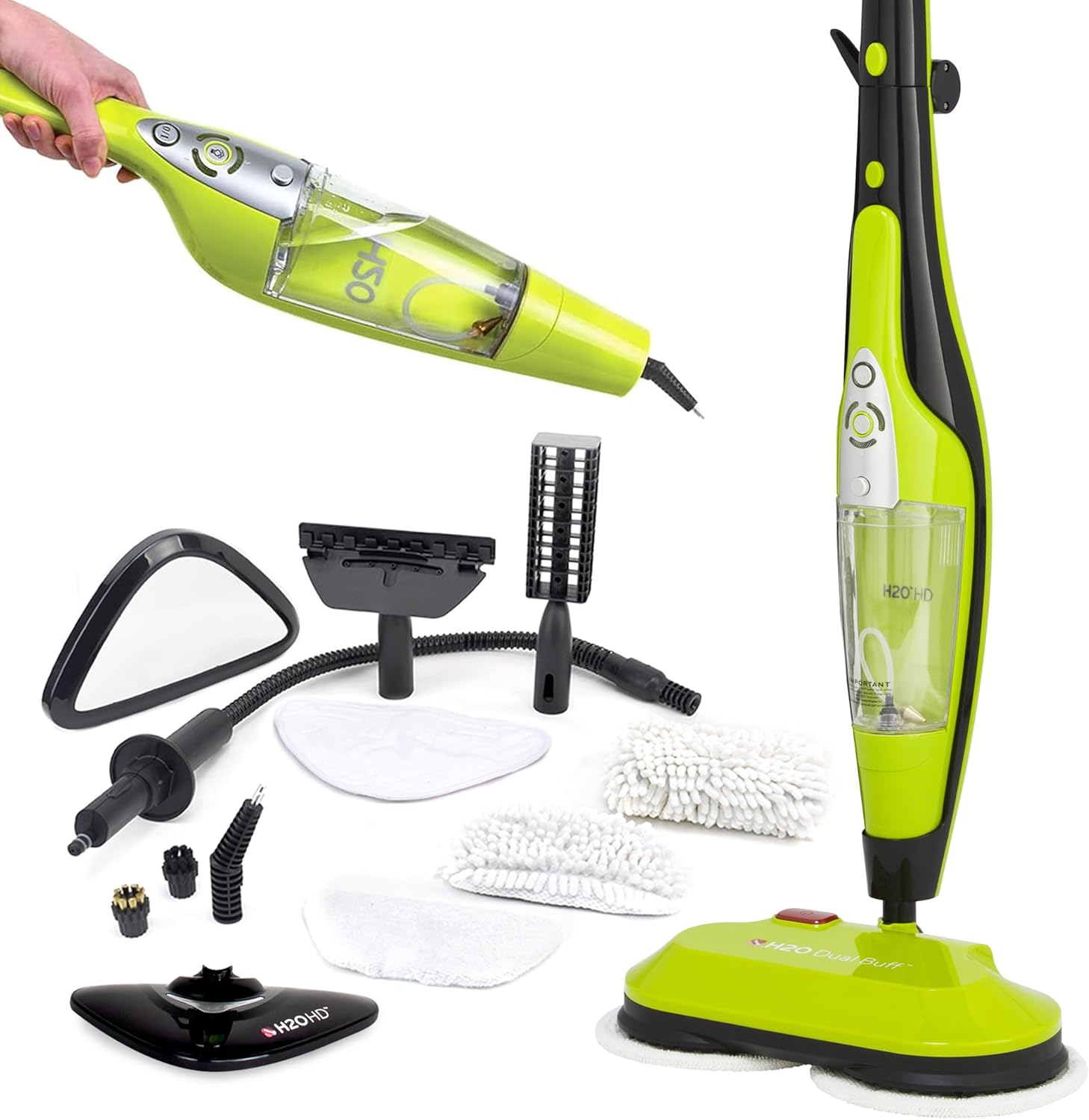 H2O HD 8-in-1 Dual Buff Steam Mop and Handheld Steam Cleaner - Floor Cleaning Se...