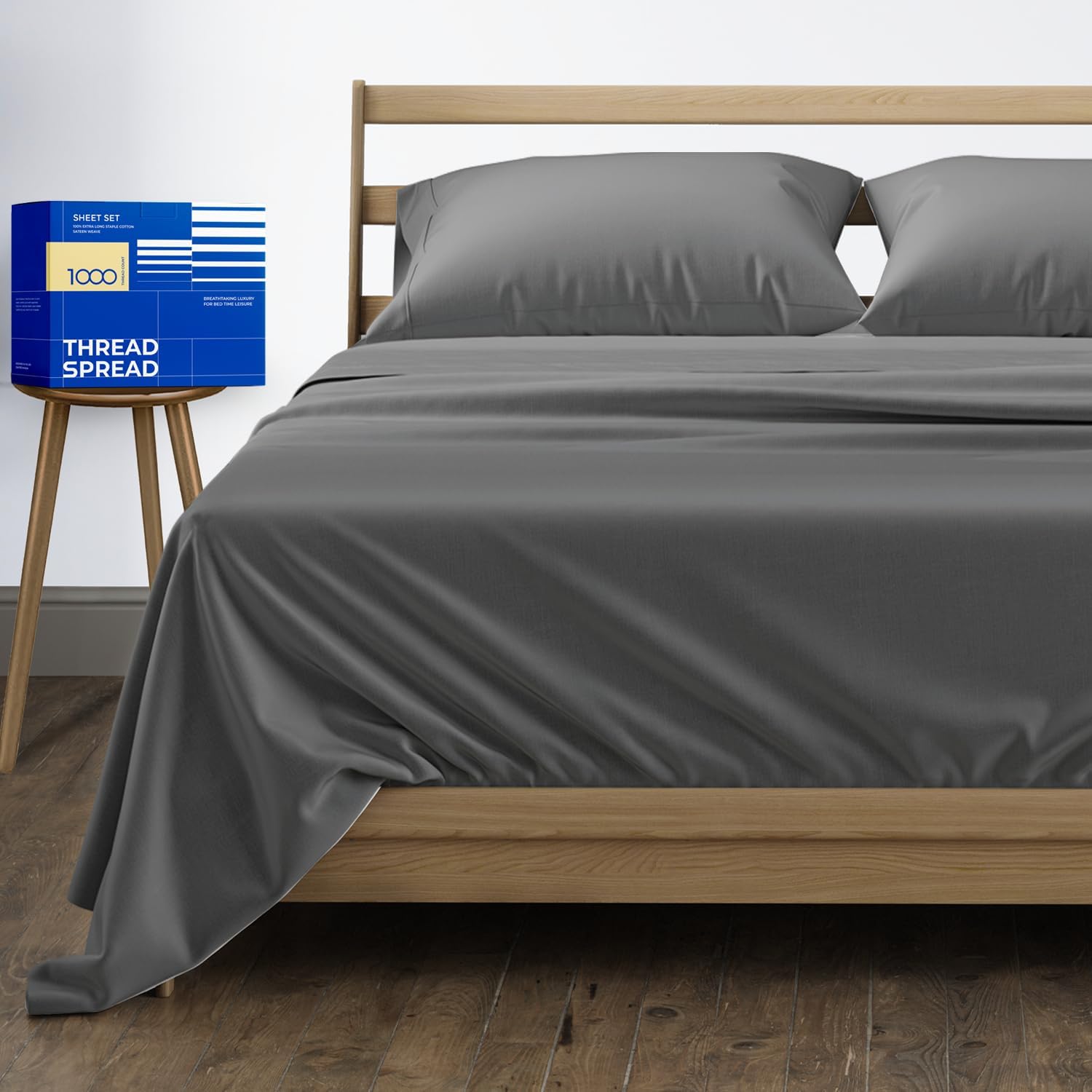 THREAD SPREAD 100% Pure Egyptian Cotton Sheets King Size - 1000 High Thread Coun...