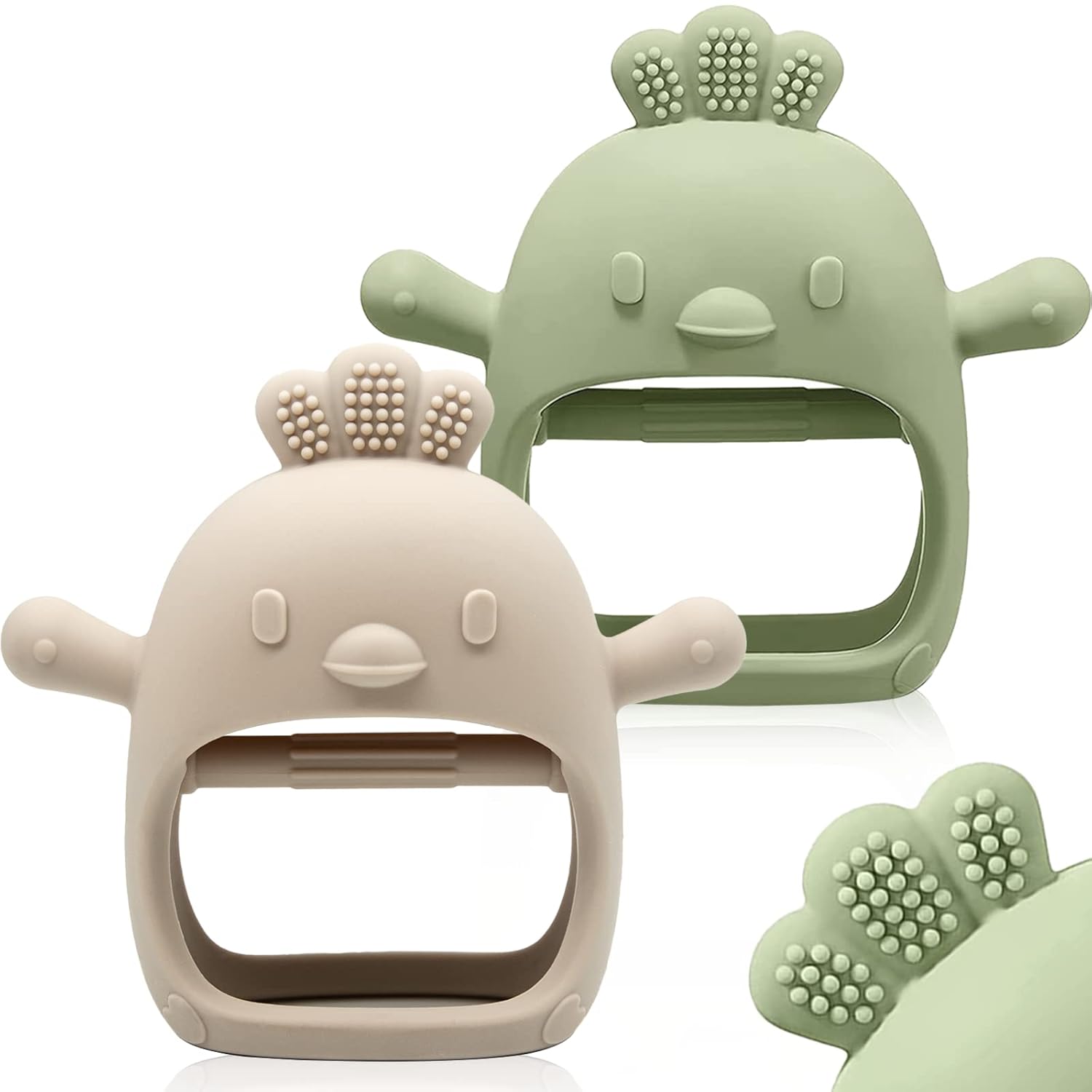 2 Packs Baby Teething Toy for 0-6 6-12 Months, Food Grade Silicone Teething Mitt...