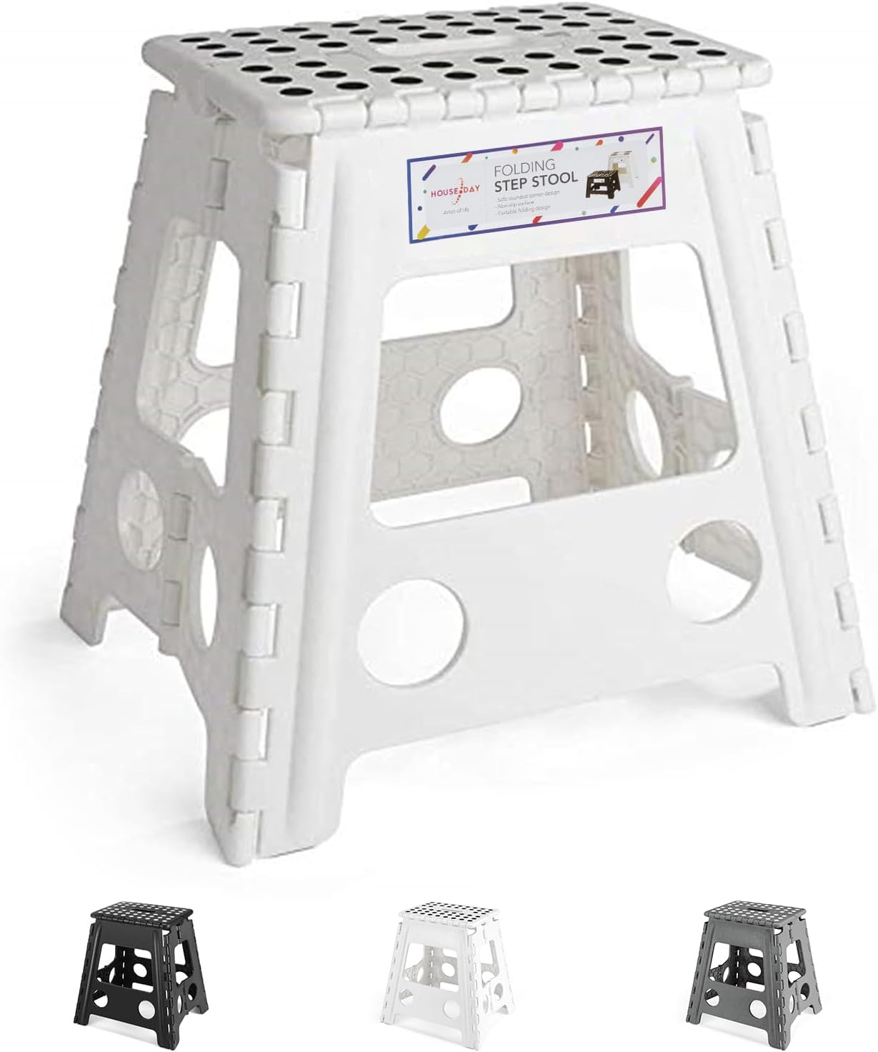 HOUSE DAY 16 inch(40cm) Folding Step Stool - Large Size Kitchen Folding Step Sto...