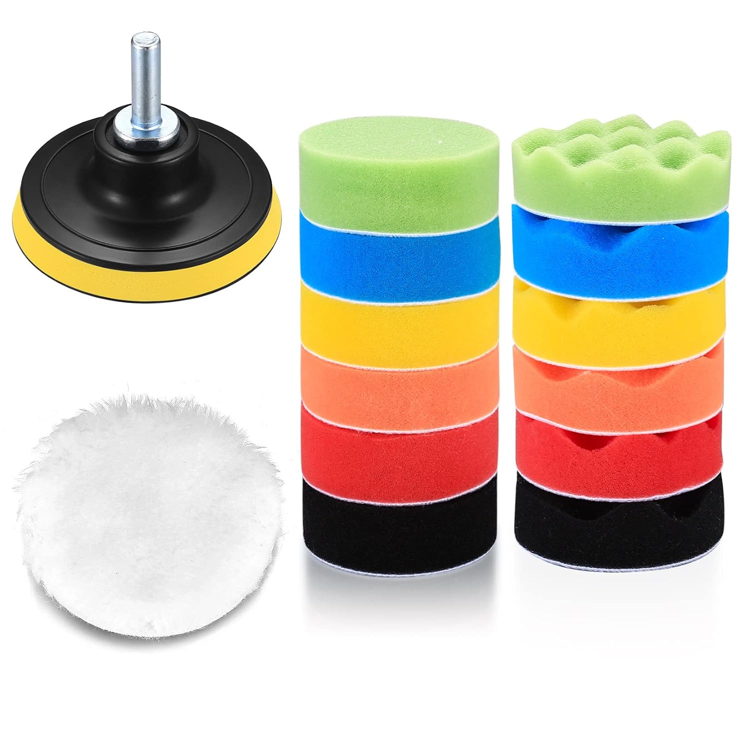 15 Pcs Car Polishing Pads for Drill, Car Polishers and Buffers Sponges Wool Buff...