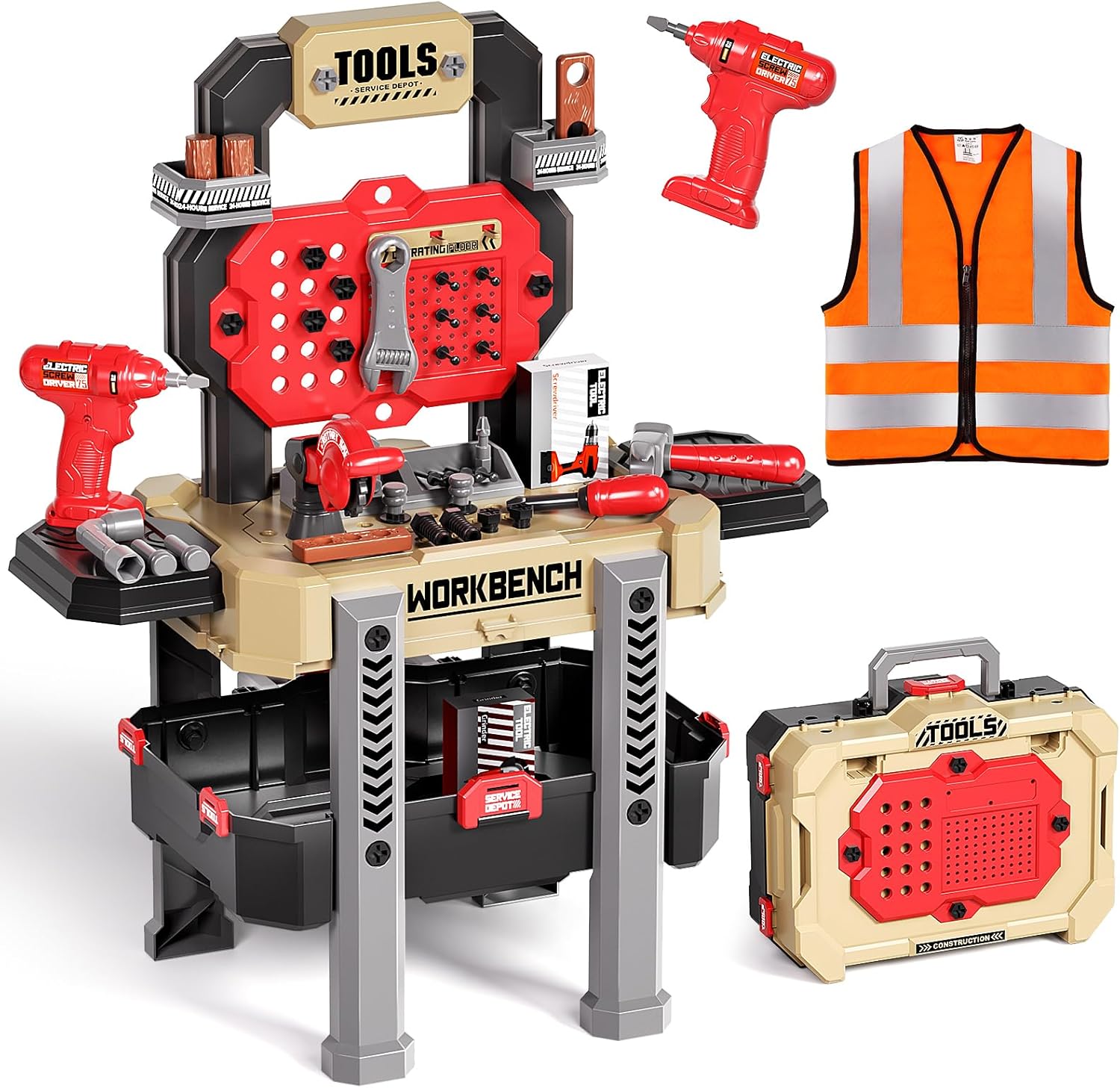 Deejoy Kids Tool Bench with Realistic Tools and Electric Drill, 79 Pcs Realistic...