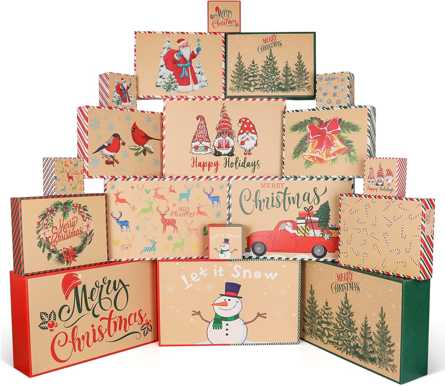 Christmas Wrapping Boxes for Gifts-18 Kraft Christmas Shirt Boxes with Lids for...