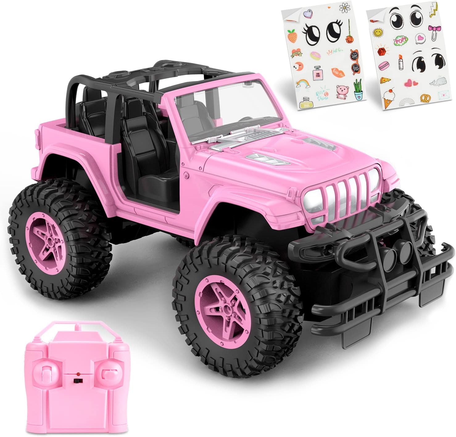 NQD Pink RC Cars 1:16 Scale with DIY Sticker, Remote Control Car for Girls, 80 M...