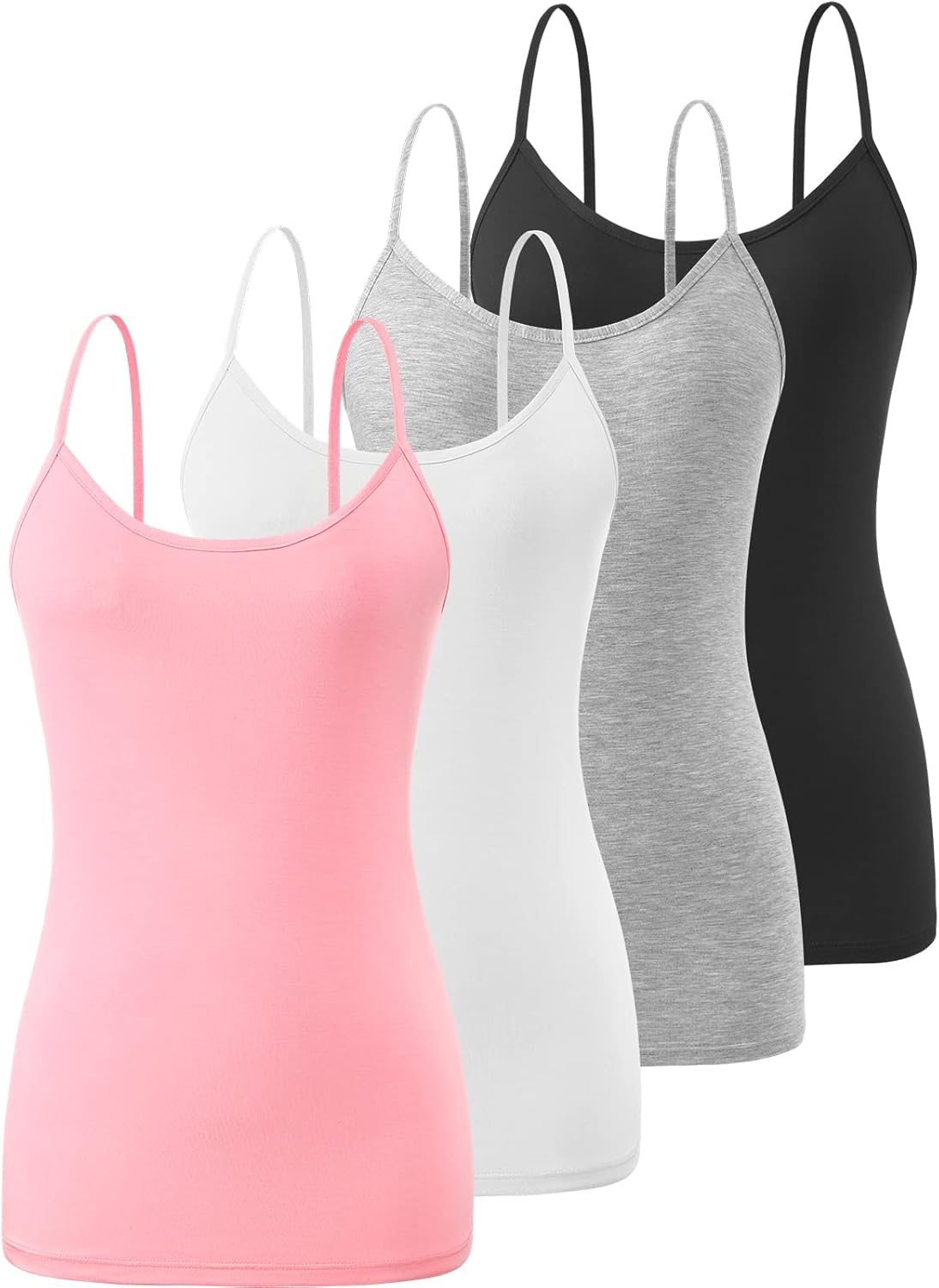Vislivin Women's Basic Solid Camisole Adjustable Spaghetti Strap Tank Tops M 4 P...