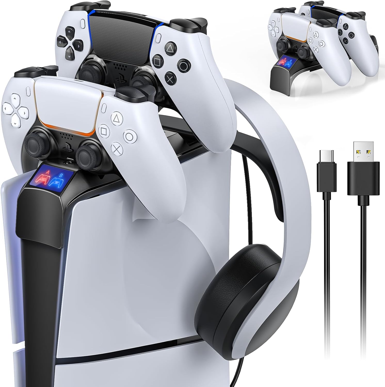 Controller Charger Stand for PS5 Slim Console, Top Charger Station for PS5 Contr...