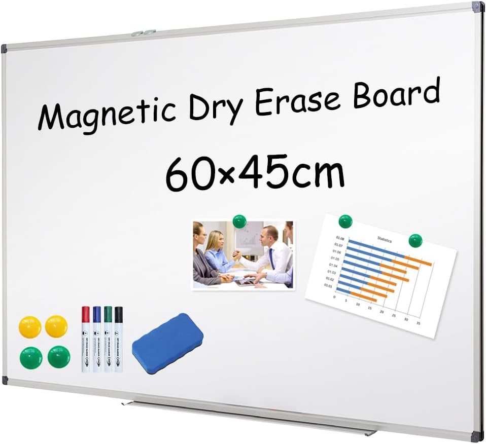 XIWODE Magnetic Dry Erase Board, Wall Mounted Whiteboard, 60 x 45cm, Lightweight...