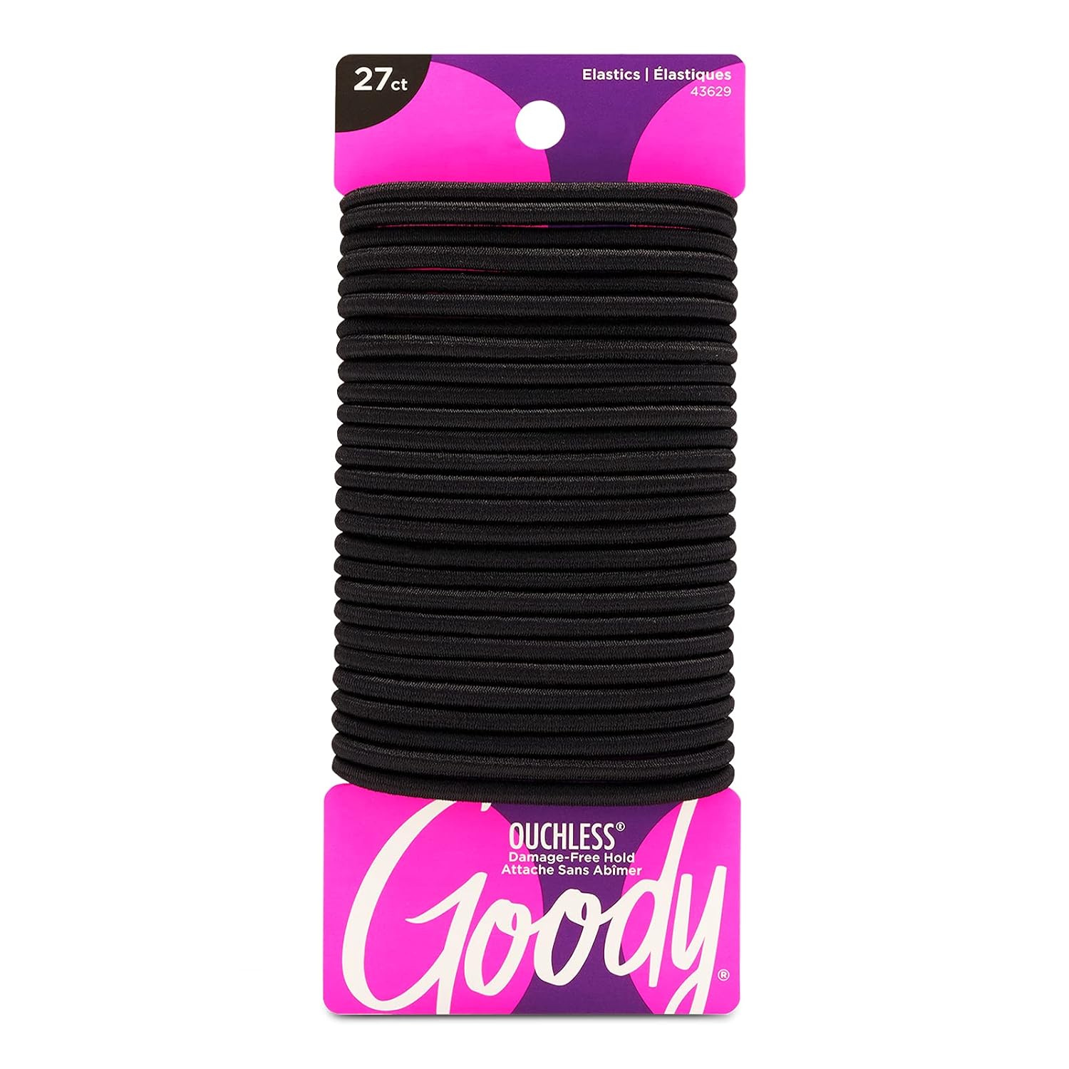 Goody Ouchless Women's Elastic Hair Ties - 27 Count, Black - 4MM for Medium Hair...