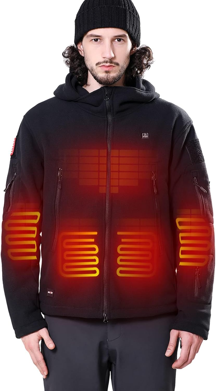 DEWBU Heated Jacket Polar Fleece with 12V Battery Pack Soft Fleece Electric Heat...