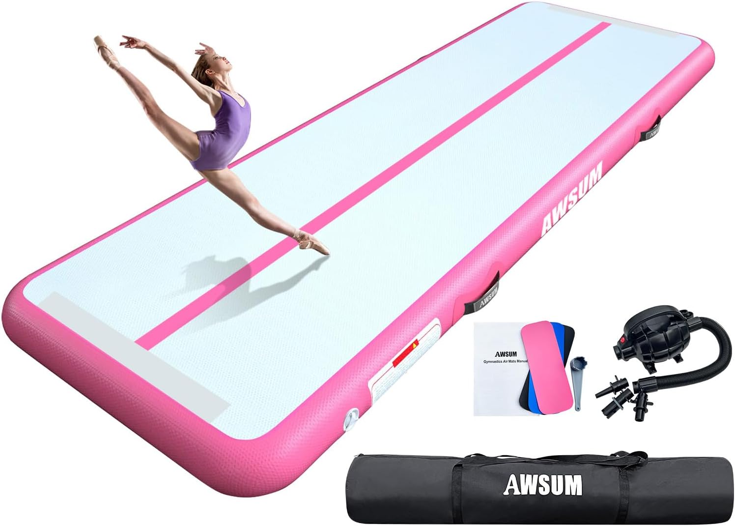 AWSUM Inflatable Air Gymnastics Mat 10ft/13ft/16ft/20ft/23ft Training mat 4/8 in...