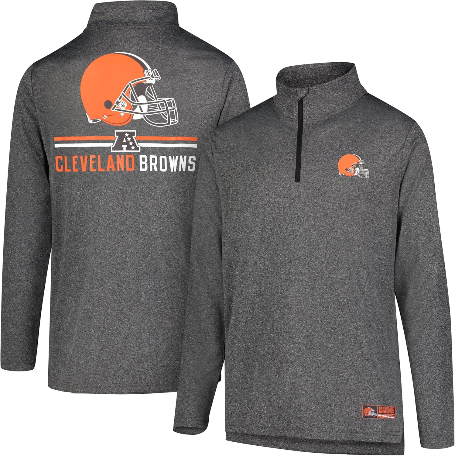 Ultra Game Adults NFL Official Super Soft Quarter Zip Long Sleeve T-Shirt Clevel...
