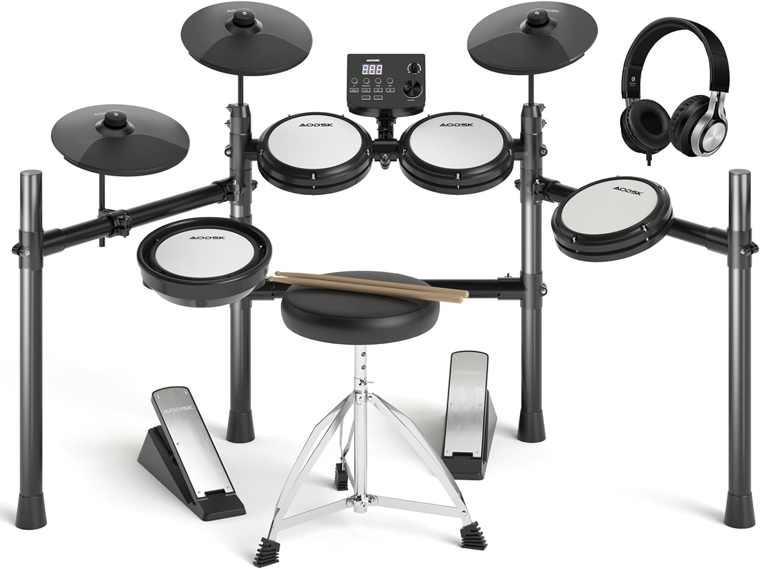 AODSK Electric Drum Set with Quiet Mesh Pads,Electronic Drum for Beginner,USB MI...