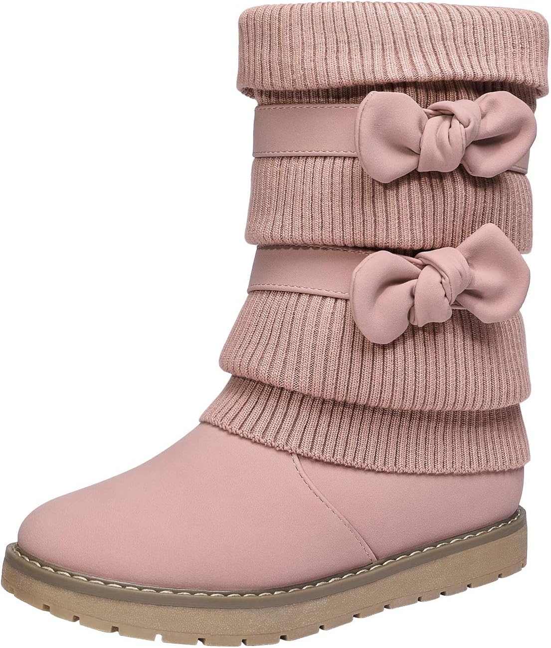 DREAM PAIRS Girl's Winter Snow Boots Faux Fur Lined Mid Calf Shoes 5 Big Kid Pin...
