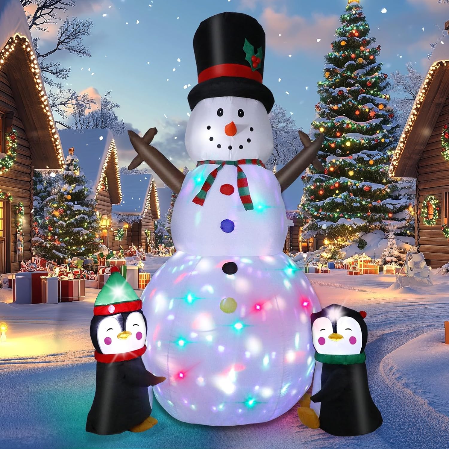 8FT Christmas Inflatable Outdoor Decorations, Christmas Inflatable Snowman with...