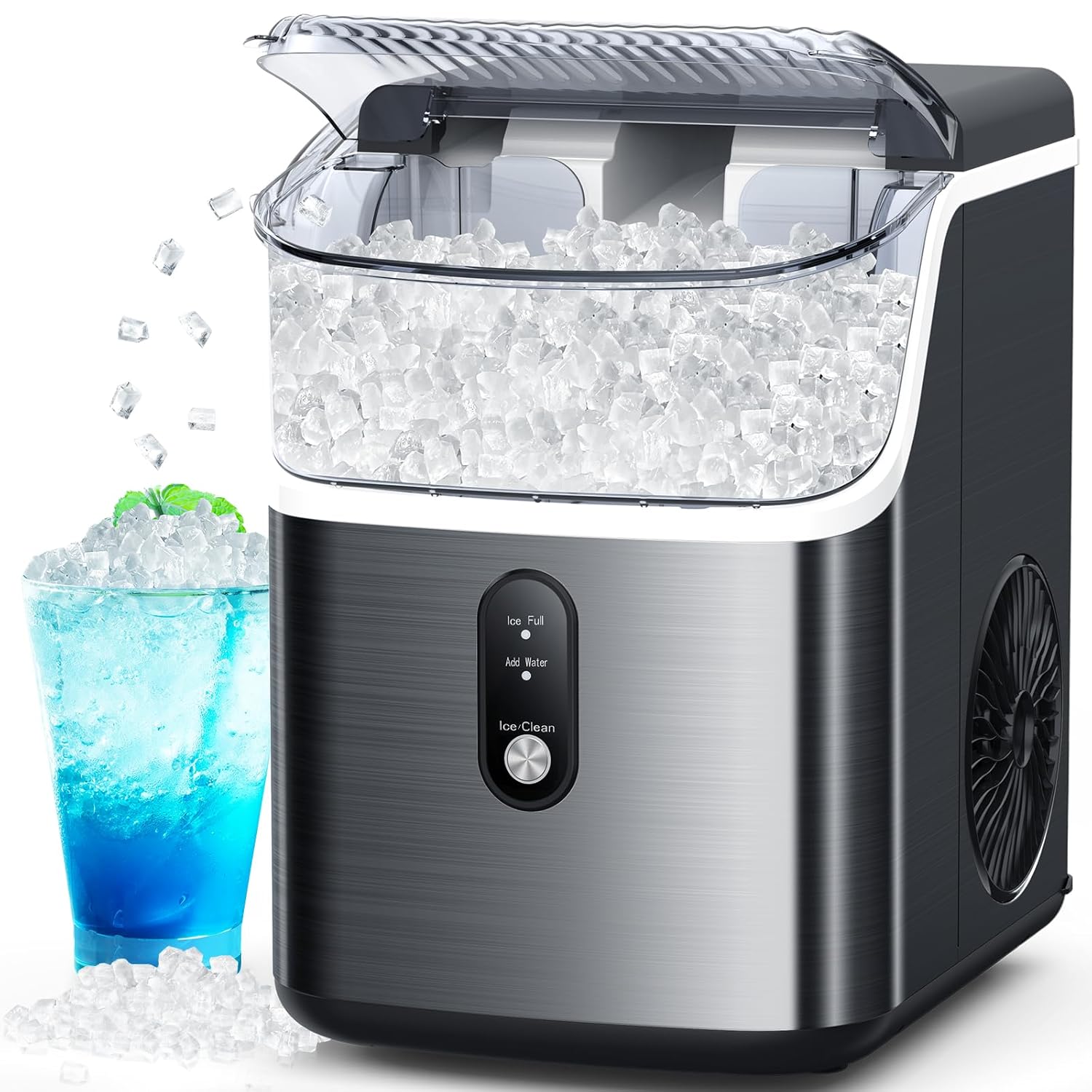 Joy Pebble Stainless Steel Ice Maker Countertop, 10,000pcs/33lbs/Day, Portable N...