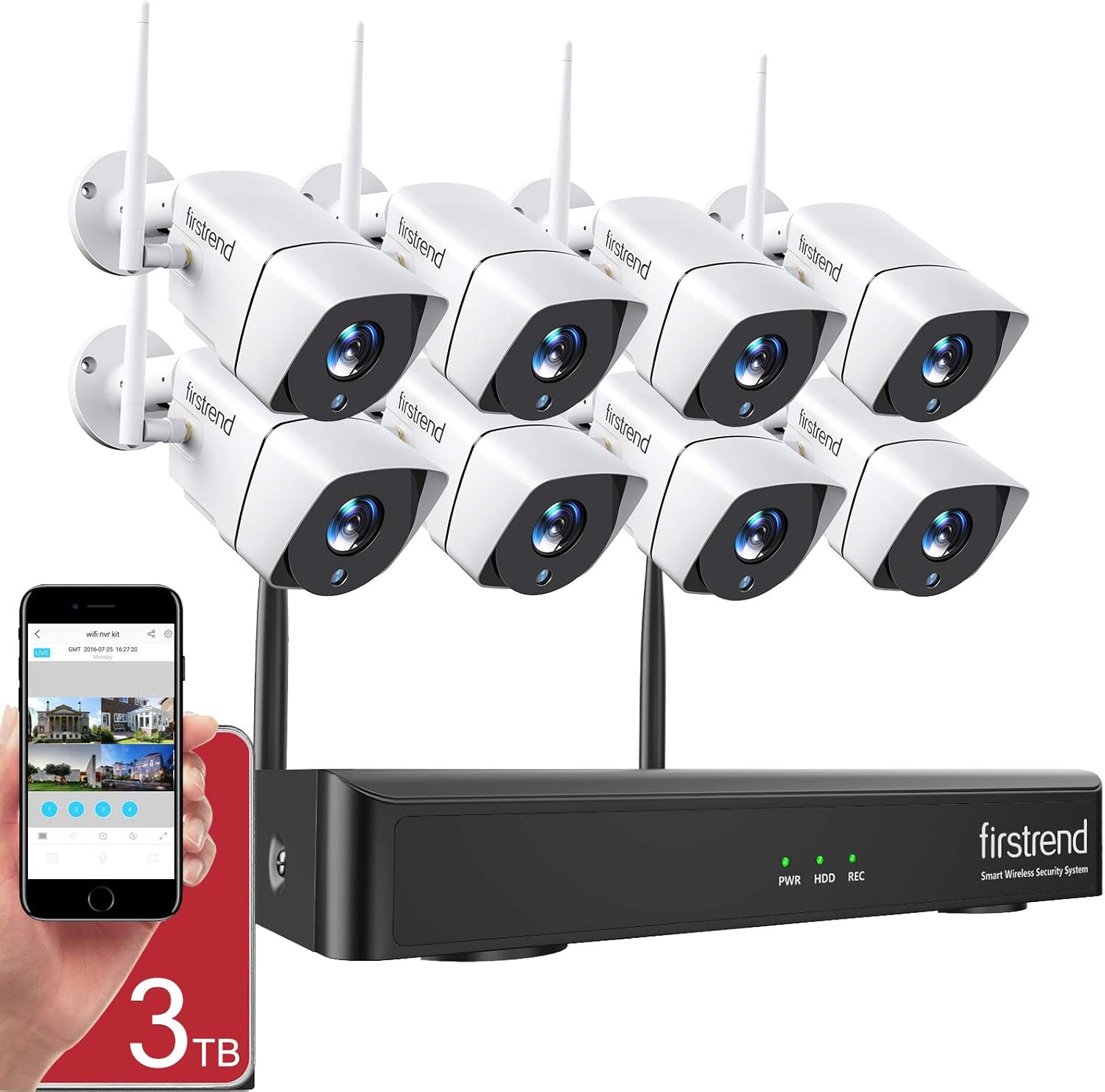 1080P Wireless Security Camera System, Firstrend 8CH Wireless NVR System with 8...