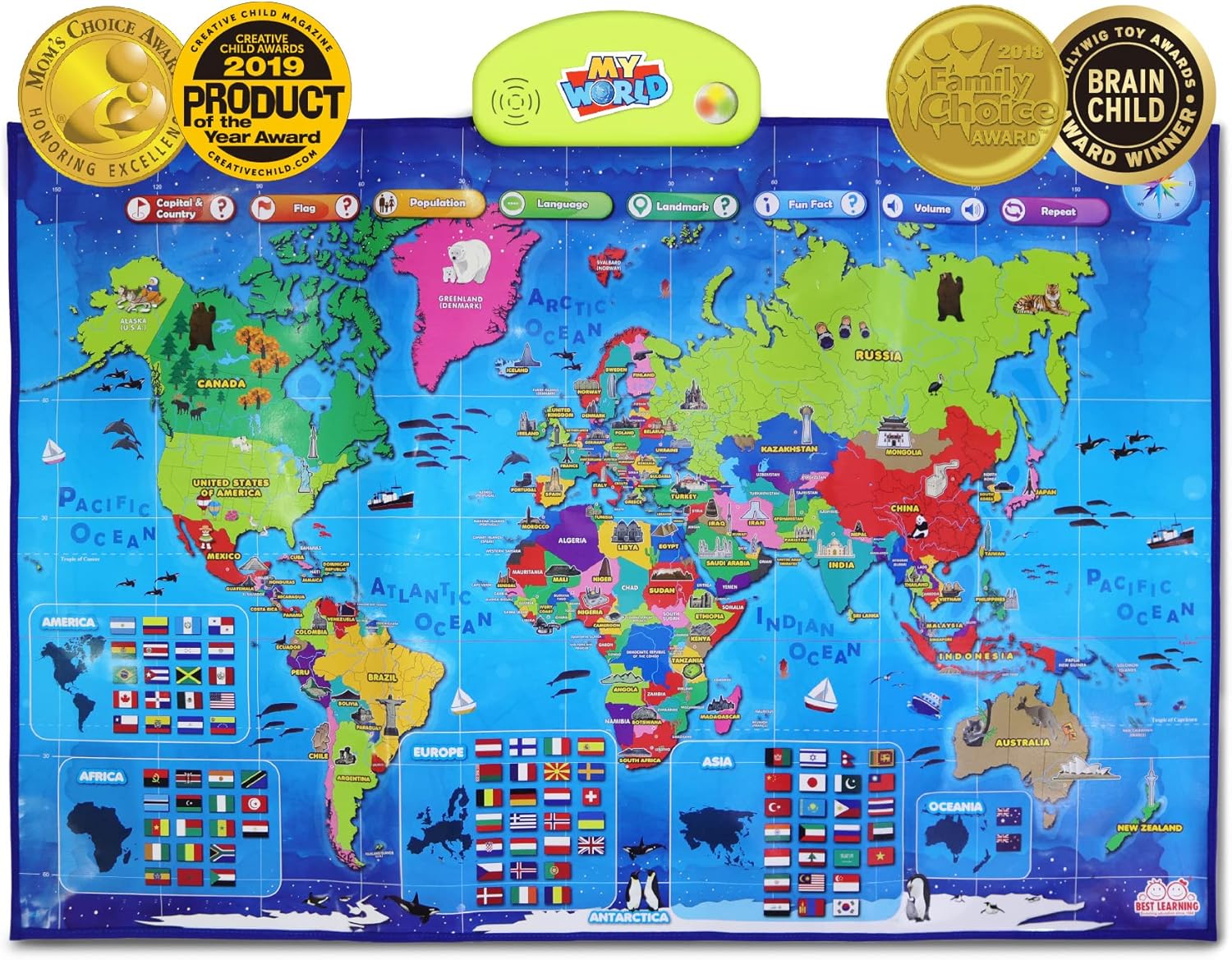 BEST LEARNING i-Poster My World Interactive Map - Educational Talking Toy for Ch...