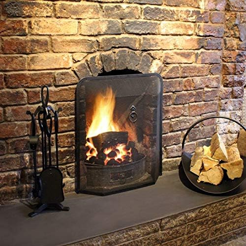Unibos Fireplace Guard Spark Guard Fire Screen Single Panel Black Transparent Ne...
