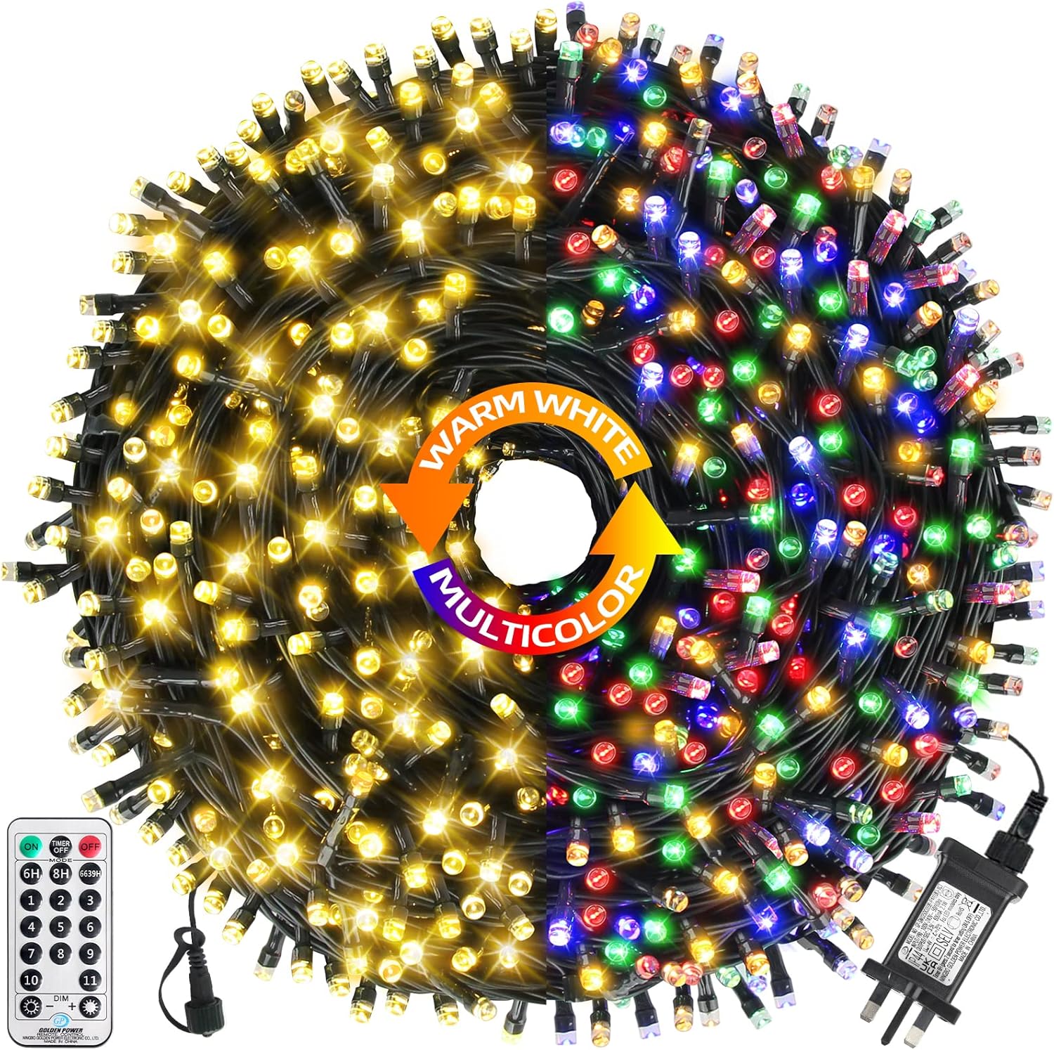 WUJUN 165ft 500 LED Christmas Halloween String Lights, End-to-End Plug 11 Modes...