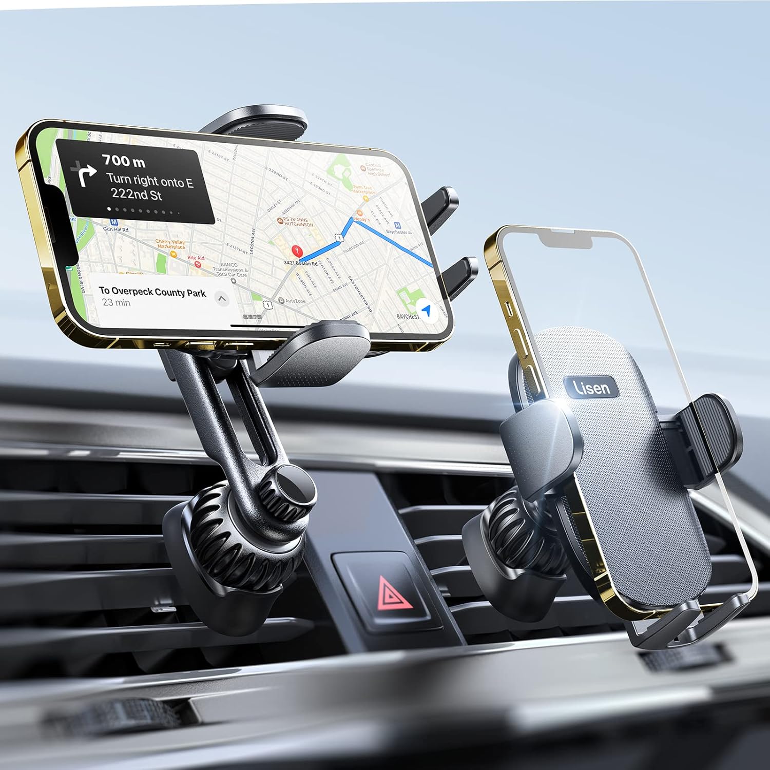 LISEN Car Phone Holder, Universal Phone Holder for Car, Hands-Free Mobile Car Ve...