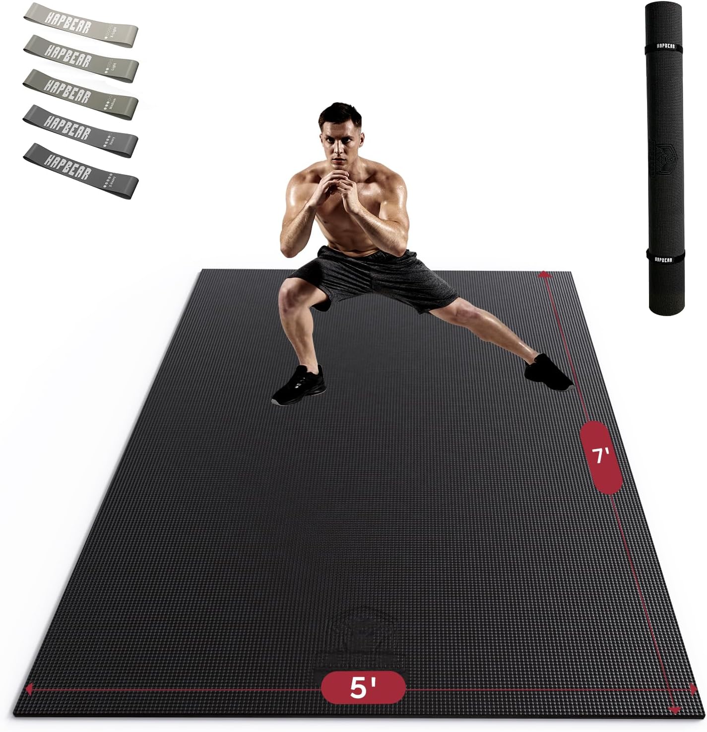 HAPBEAR Extra Large Exercise Mat-7'x5'/6'x8'/6'x9'x8mm(1/3 inch),Non-Slip, Ultra...