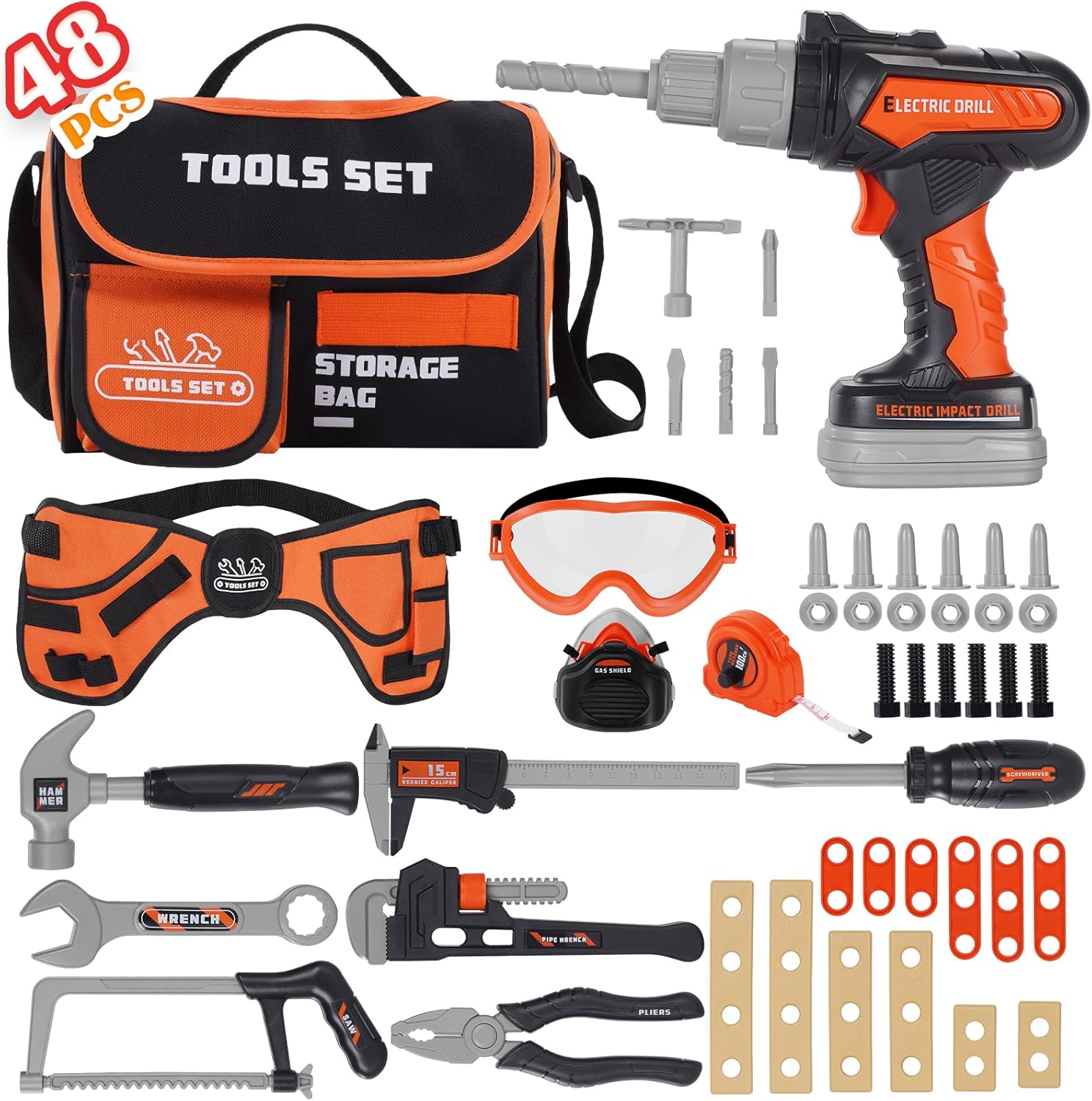 Kids Tool Set- 48PCS Toddler Tool Set Toys with Electronic Toy Drill, Tool Bag&T...