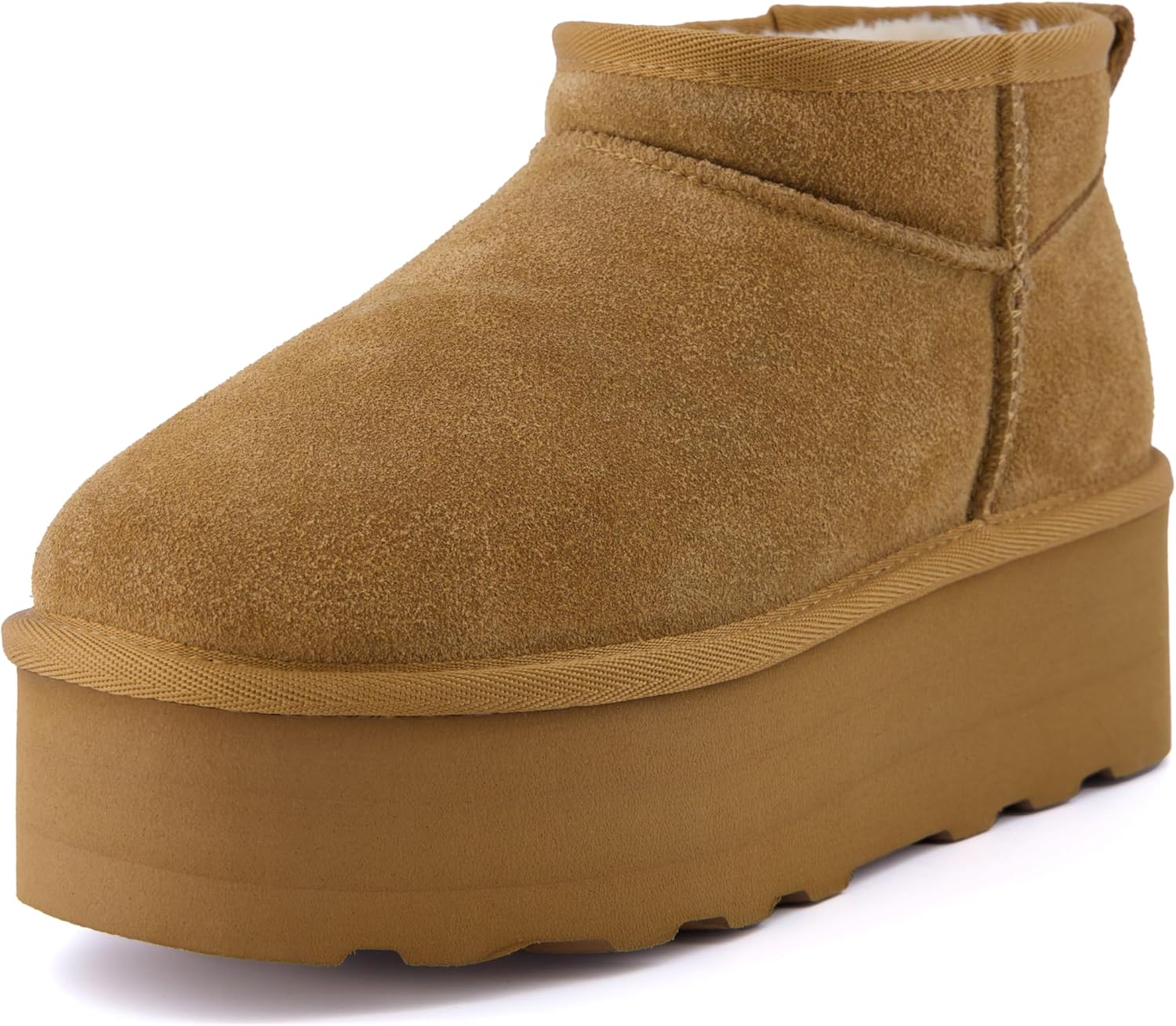 CUSHIONAIRE Hippy Women’s Platform Ankle Boots – Genuine Suede, Faux Fur Lining,...